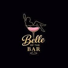 Silhouette of a woman reclining on a glass of wine with the text 'Belle of the Bar' underneath.