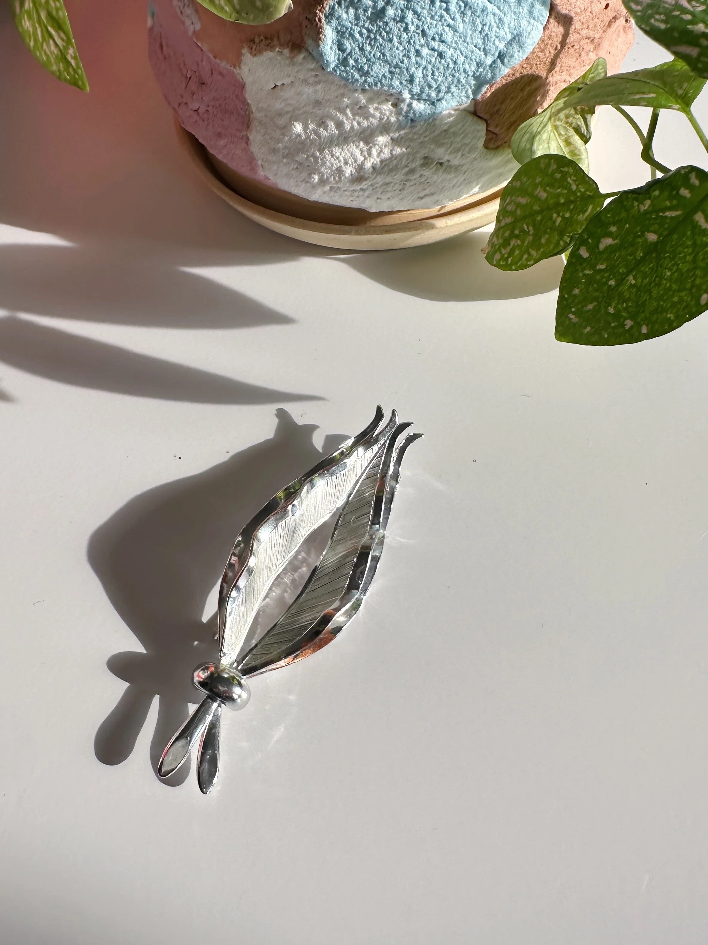Silver Leaf Brooch