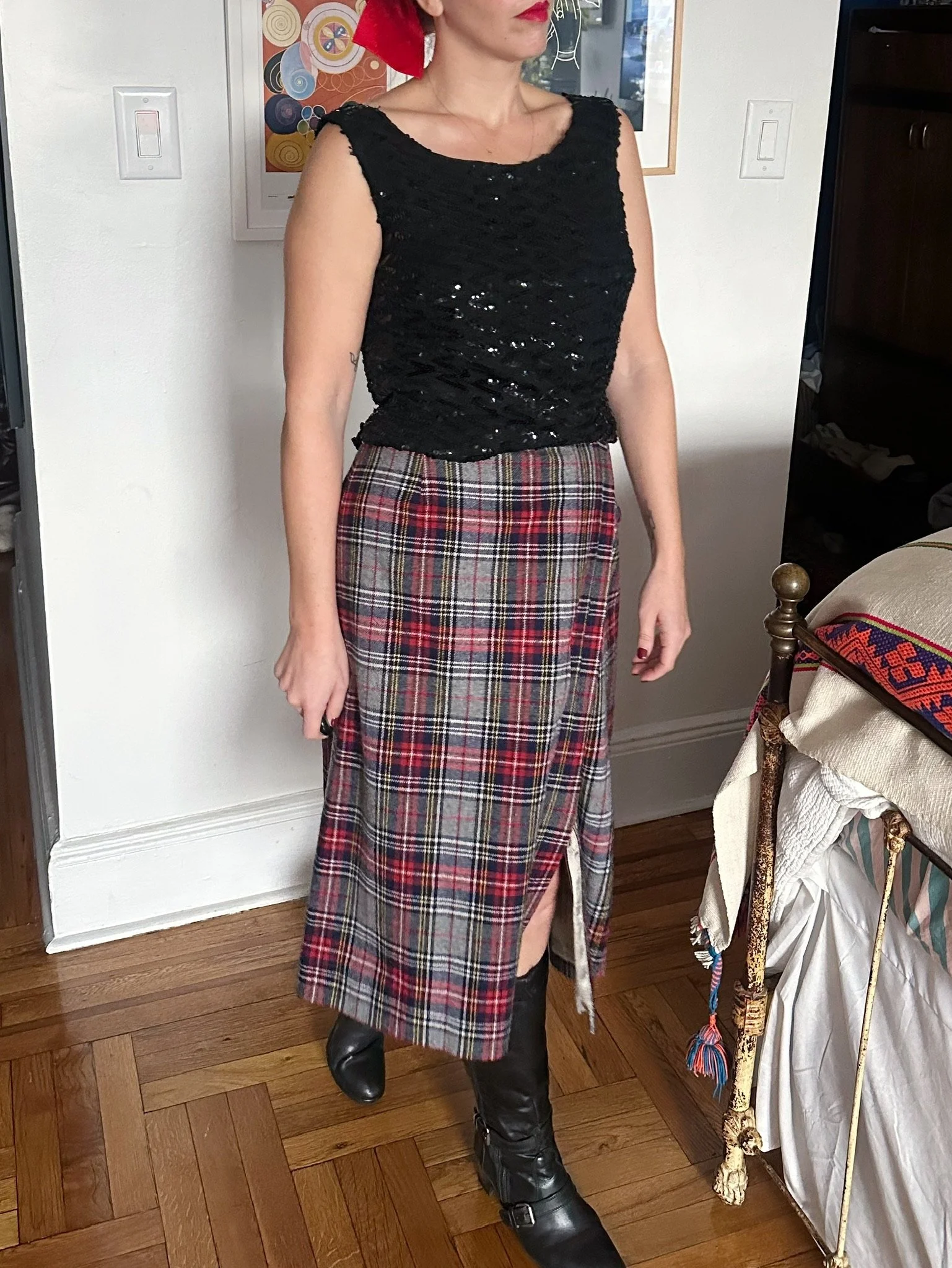 Vintage The Villager Tartan Wrap Skirt