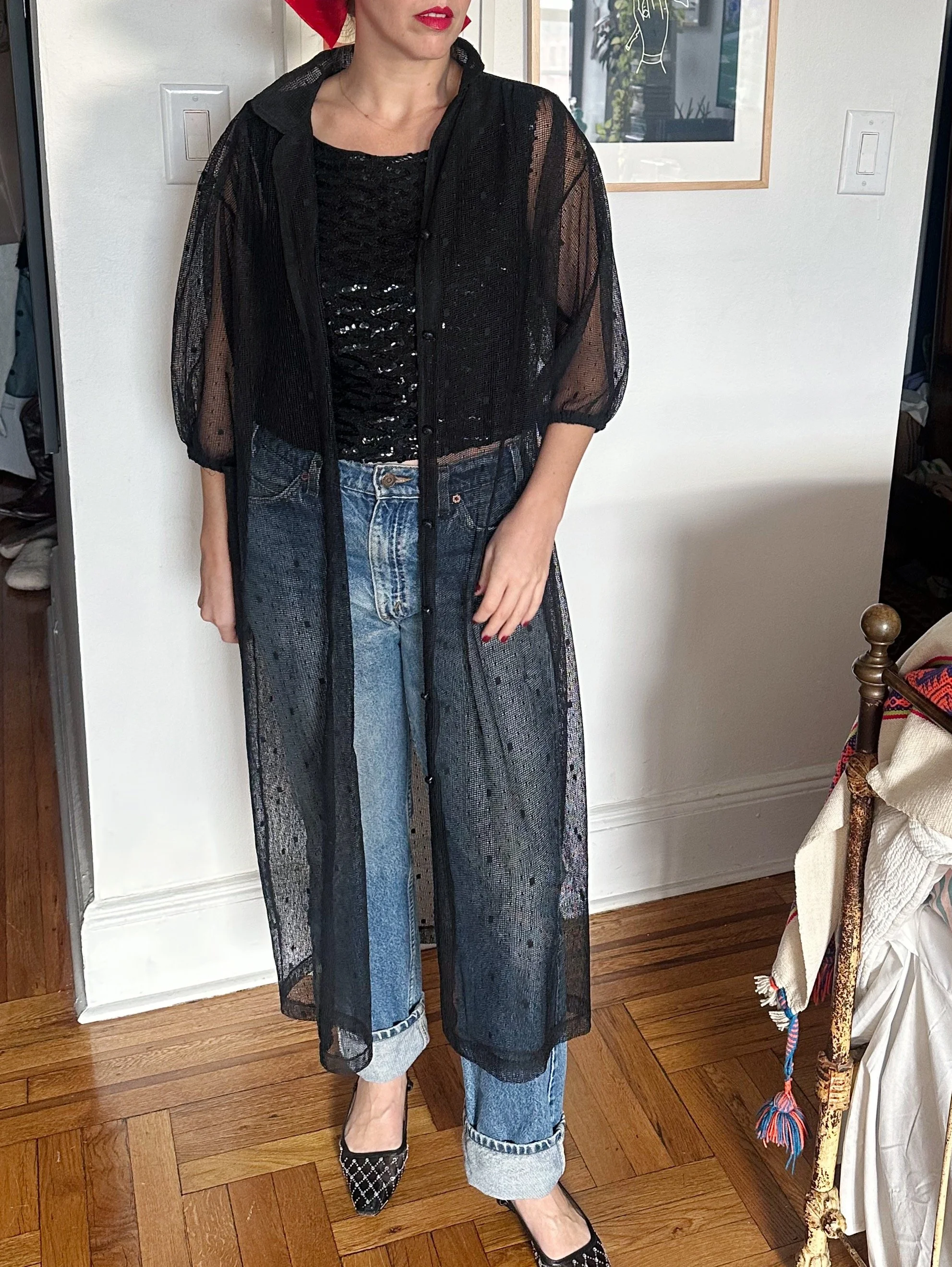 Polka Dot Lace Vintage Housecoat