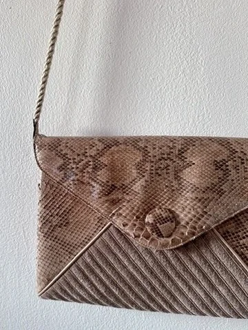 Vintage Suede and Snakeskin Clutch
