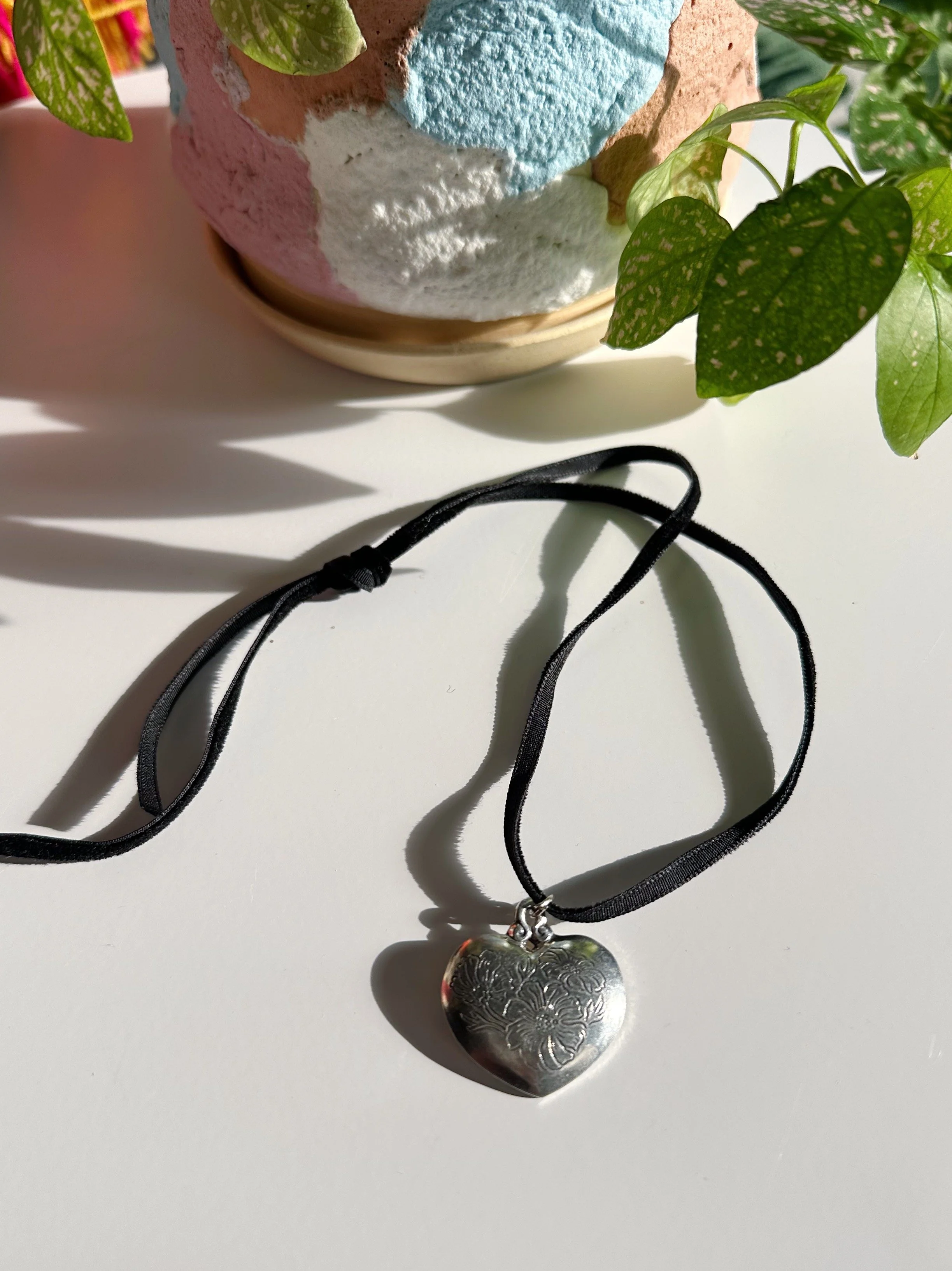 Pewter Engraved Heart Choker