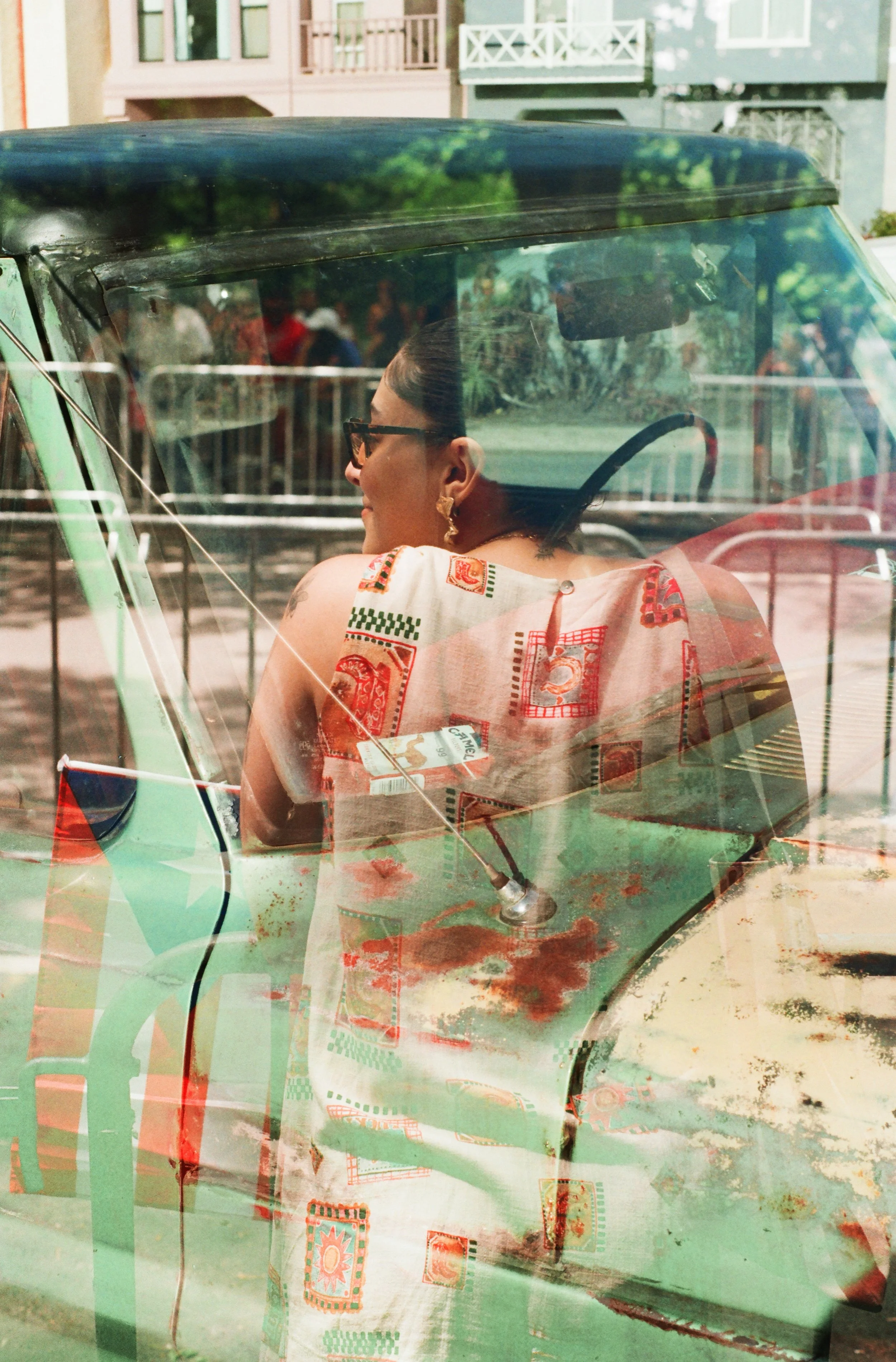 Double exposure featuring SF and NY.