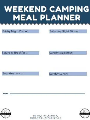 FREE Weekend Camping Meal Planner - click for PDF