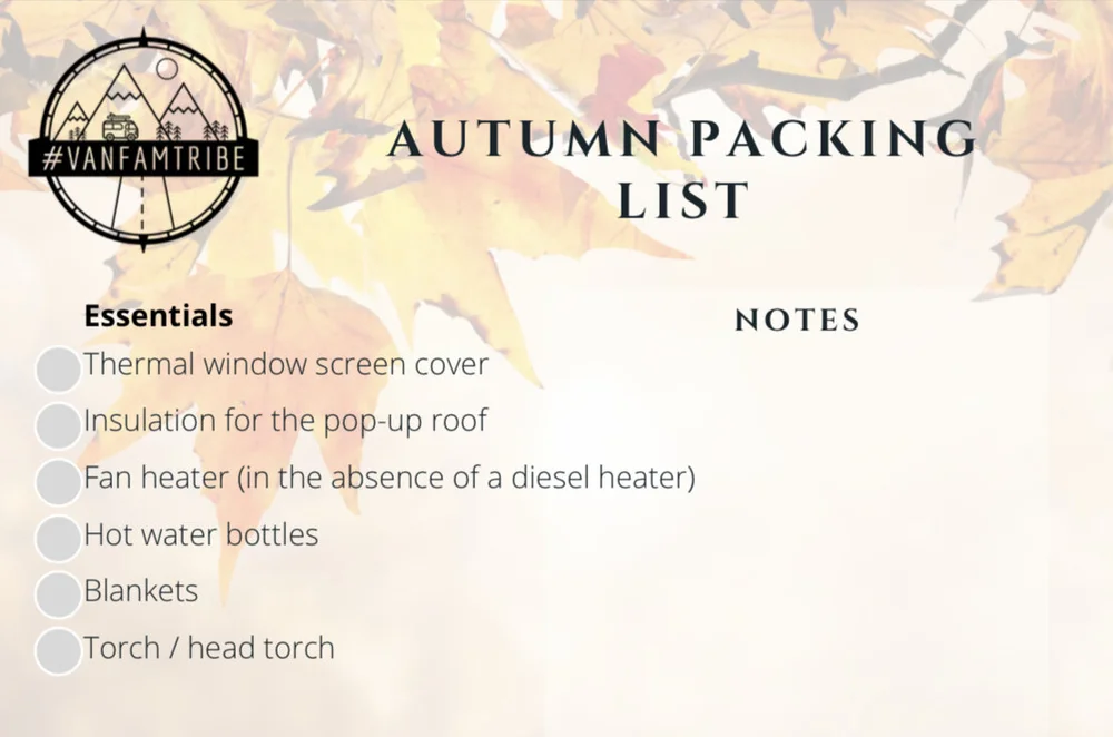 Autumn Packing List