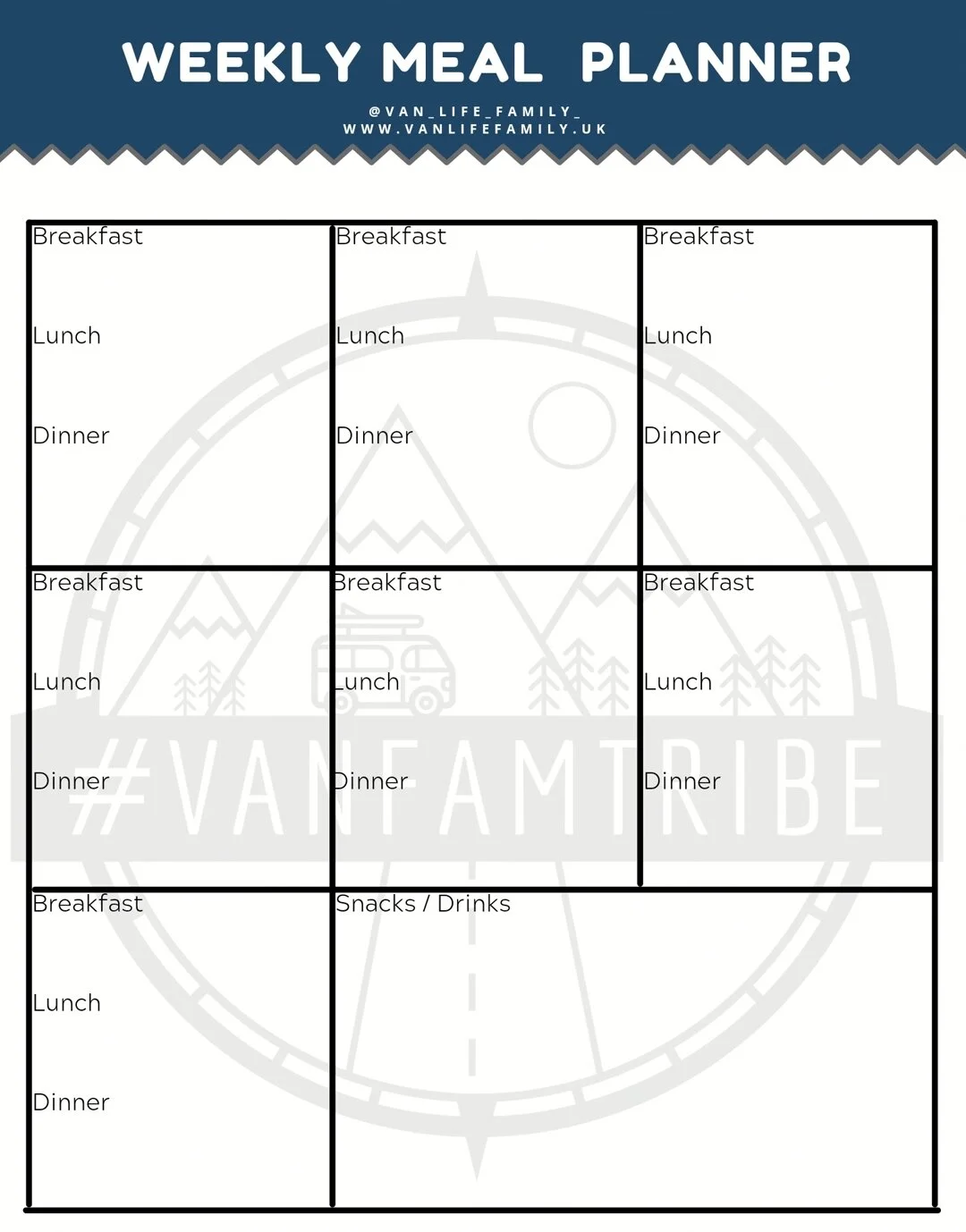 FREE Weekly Camping Meal Planner + Shopping List