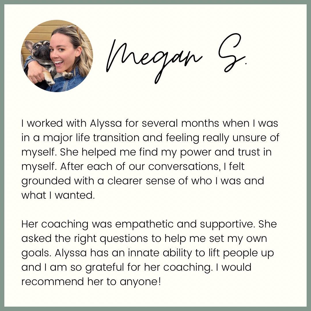 There is nothing more rewarding to me than helping my clients to grow and stretch... to move into their power and lean into the life they can have when they say no to limiting thoughts!

Thank you Megan ❤️

#testimonial #clientappreciation #coaching 