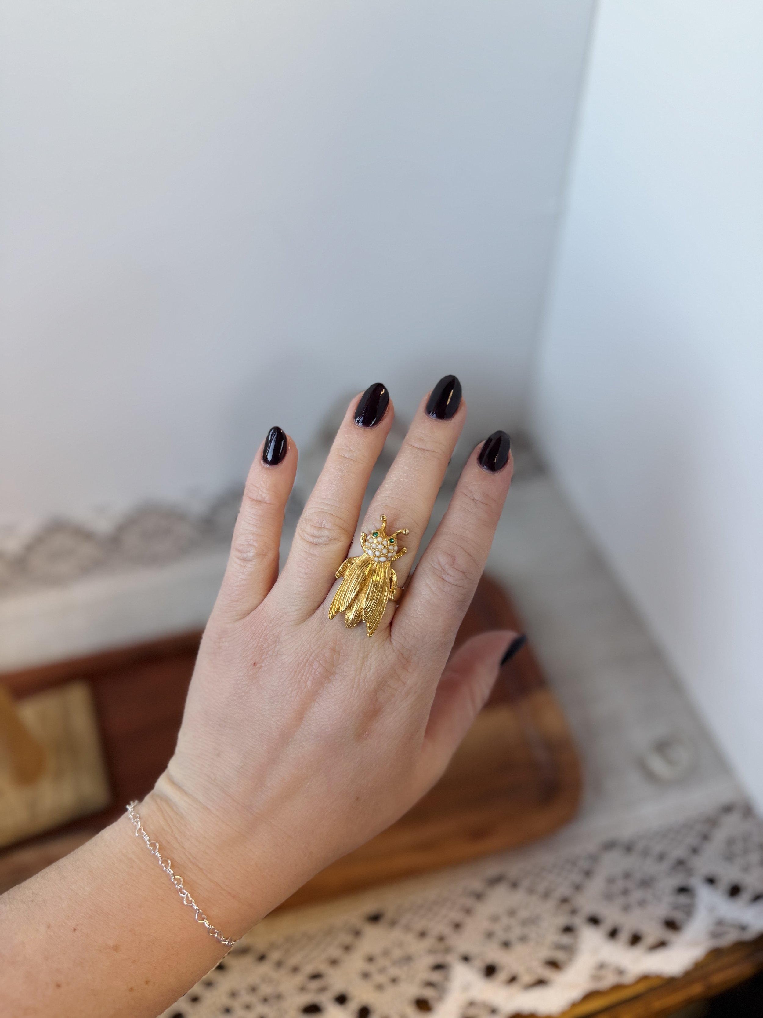 Vintage 1980s Cicada Bug Adjustable Ring