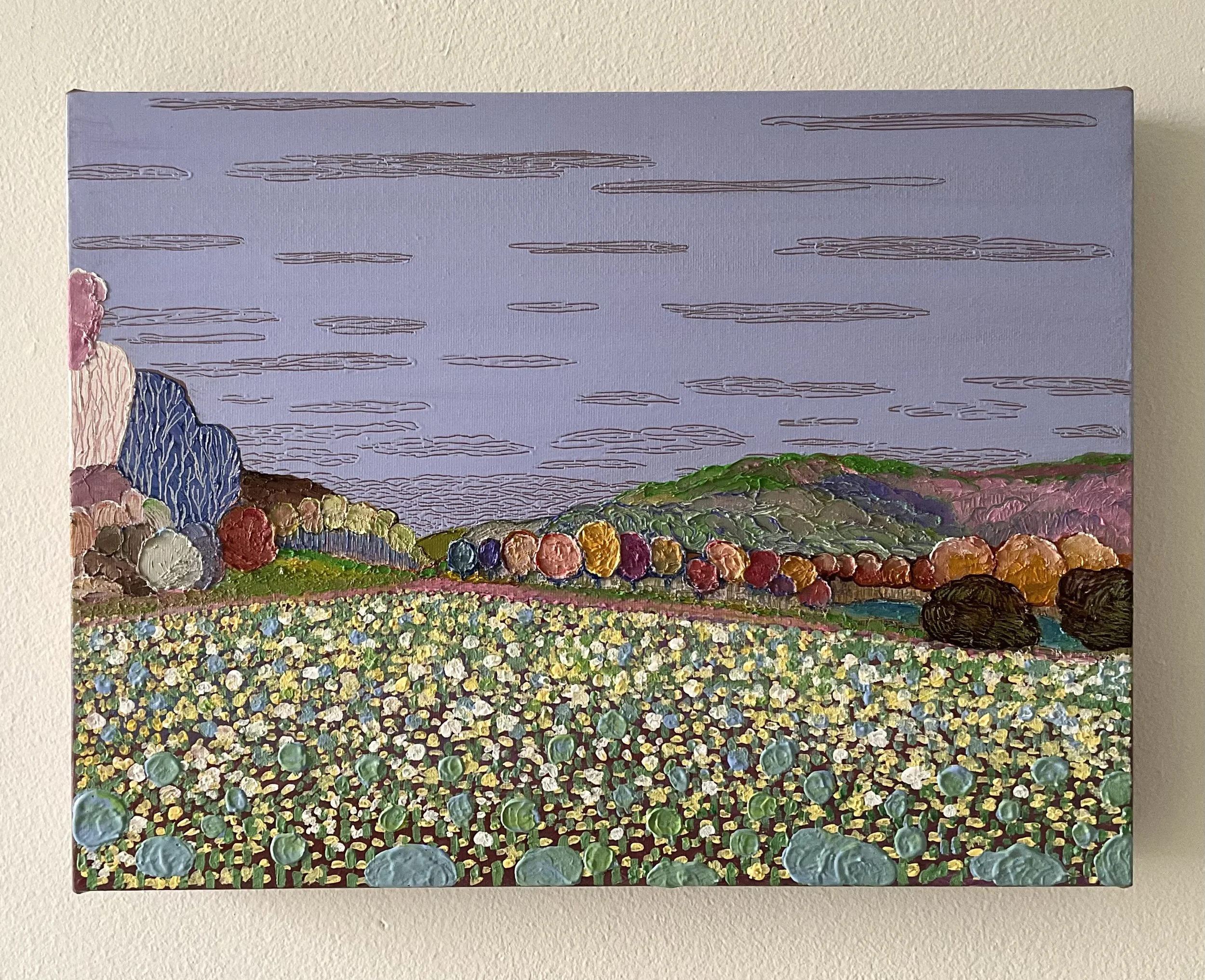 Walking with You #2, 12x16x1.5 in, acrylic and oil on canvas, 2023