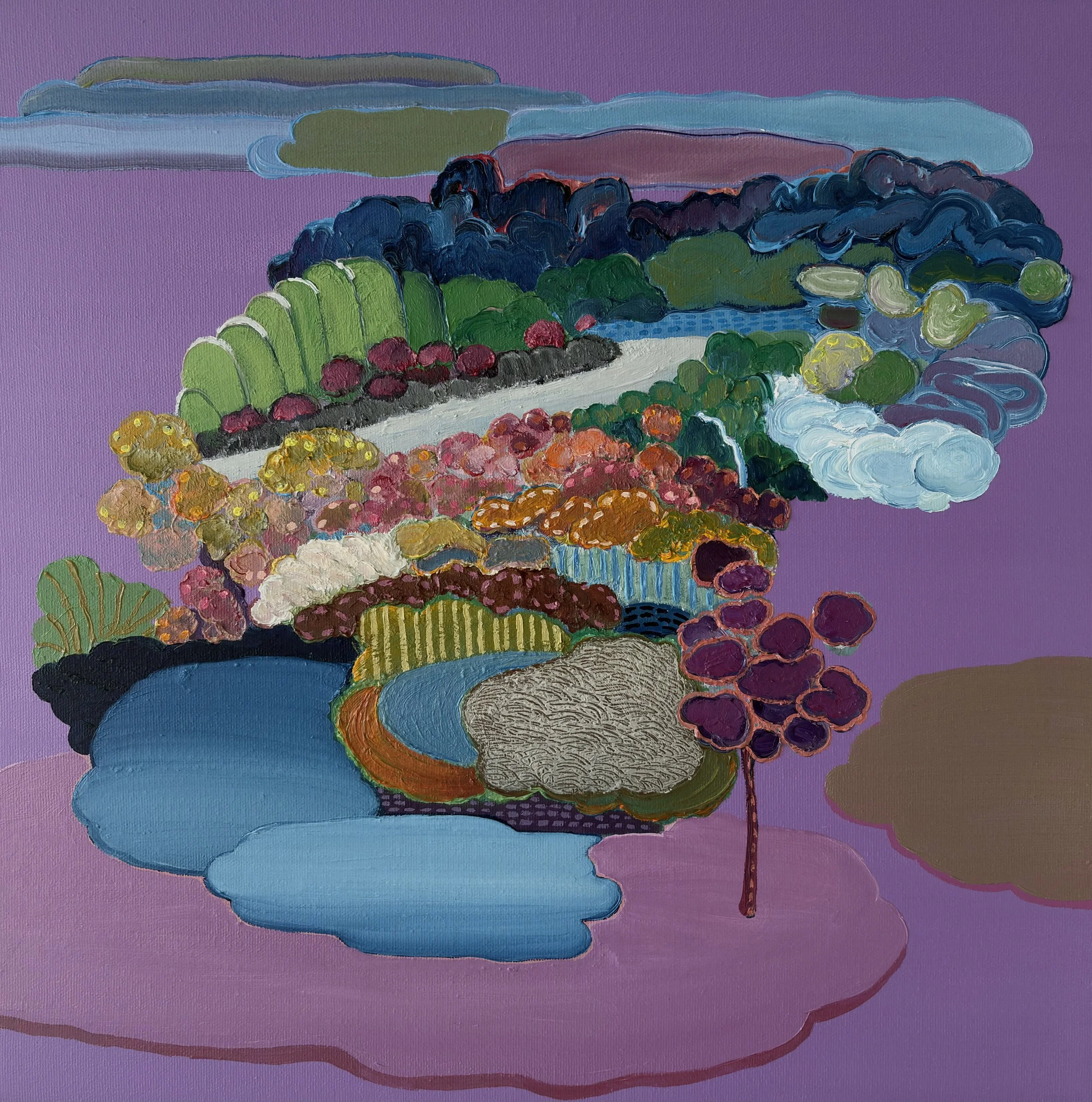 Innerscape 17-VIII-25 No.57, oil on canvas with acrylic-painted edges, 16x16x1.5 inches, 2025