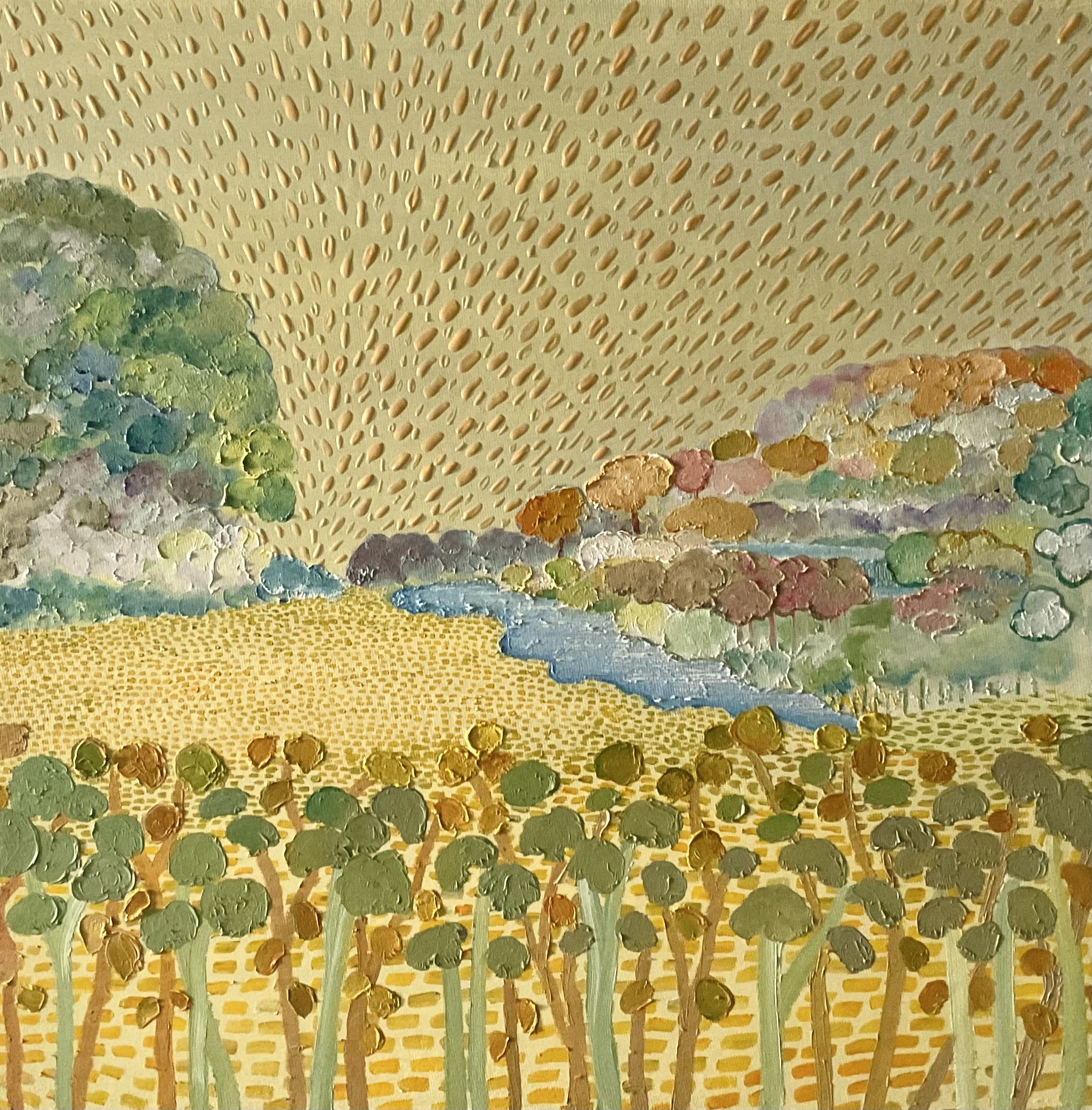 Walking with You No.8, 16x16x1.5 in, acrylic and oil on canvas, 2024