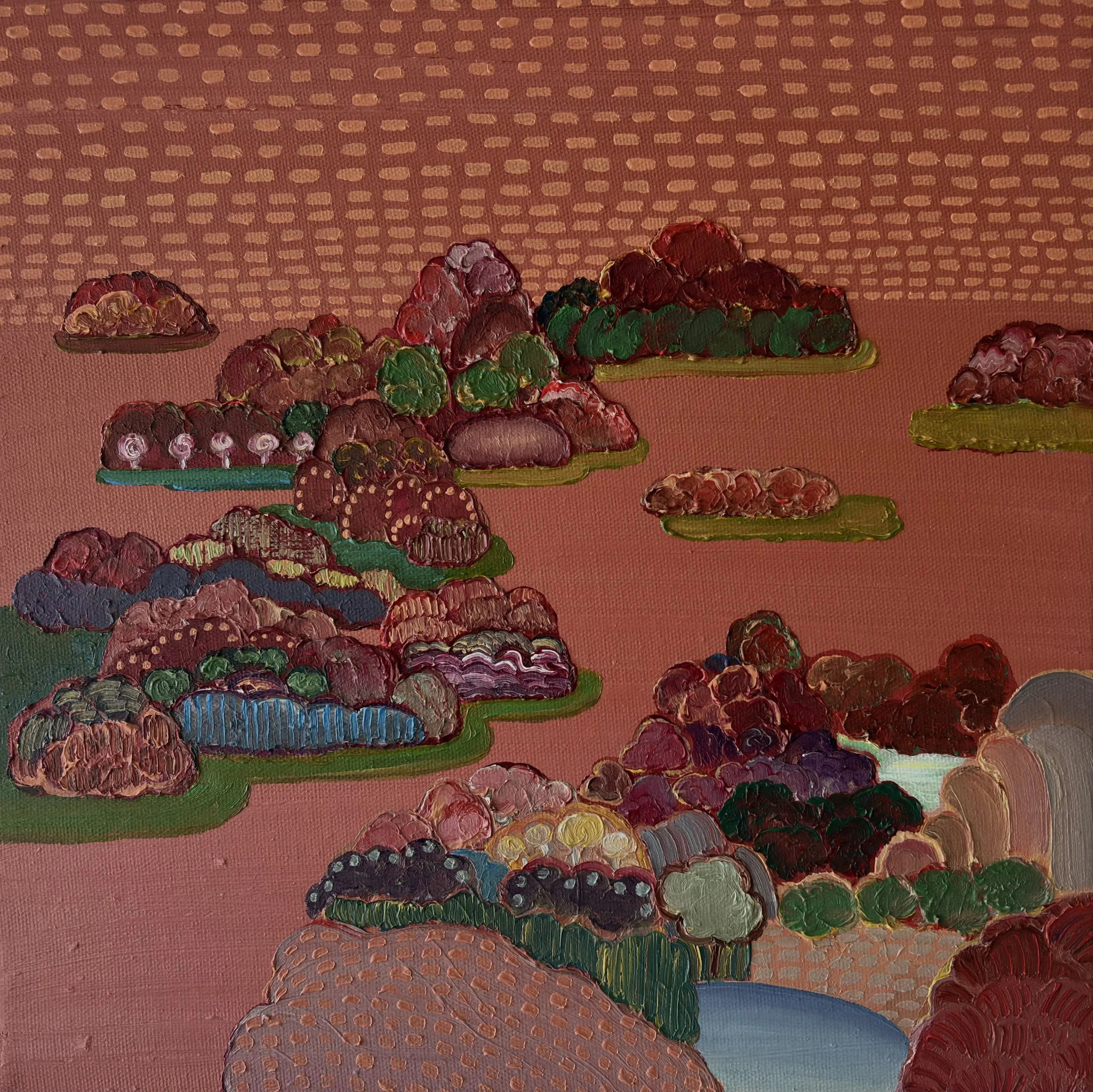 Innerscape 4-VIII-25 No.54, oil on canvas with acrylic-painted edges, 12x12x1.5 inches, 2025