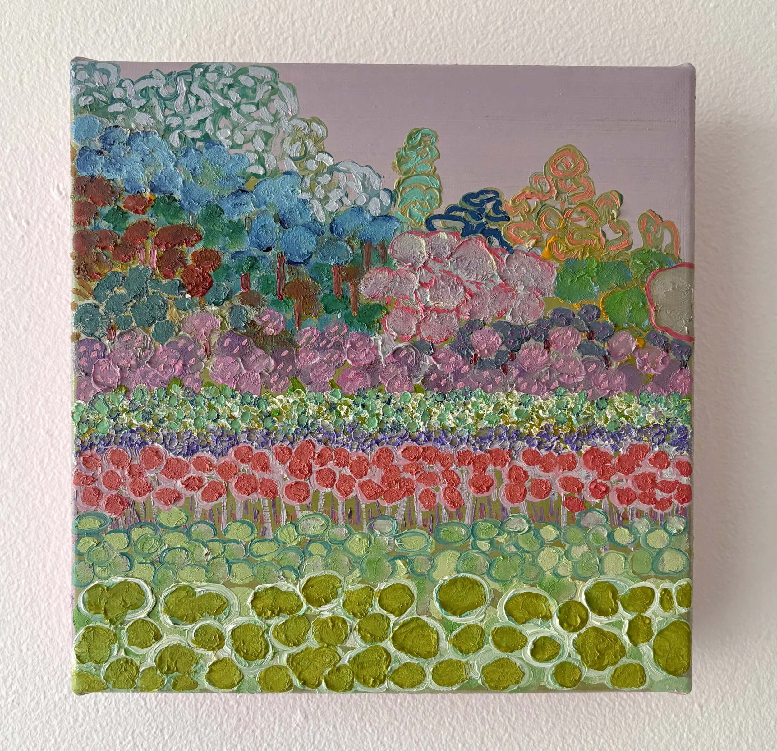 The Way Things Are 7-VII-25 No.35, oil on canvas with acrylic-painted edges, 8x8x1.5 inches, 2025