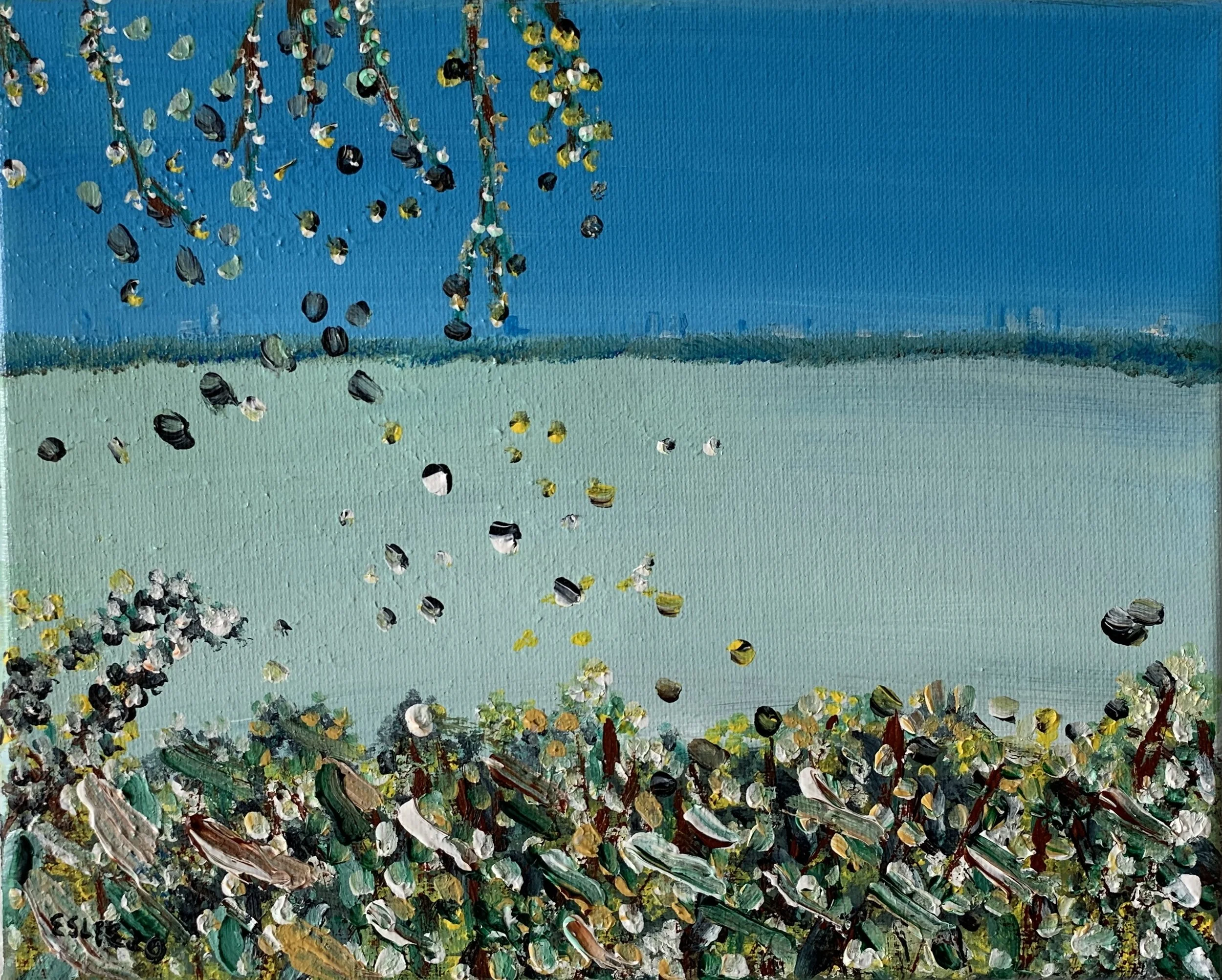 Quiet Falling, 8"x10", acrylic on canvas, 2020