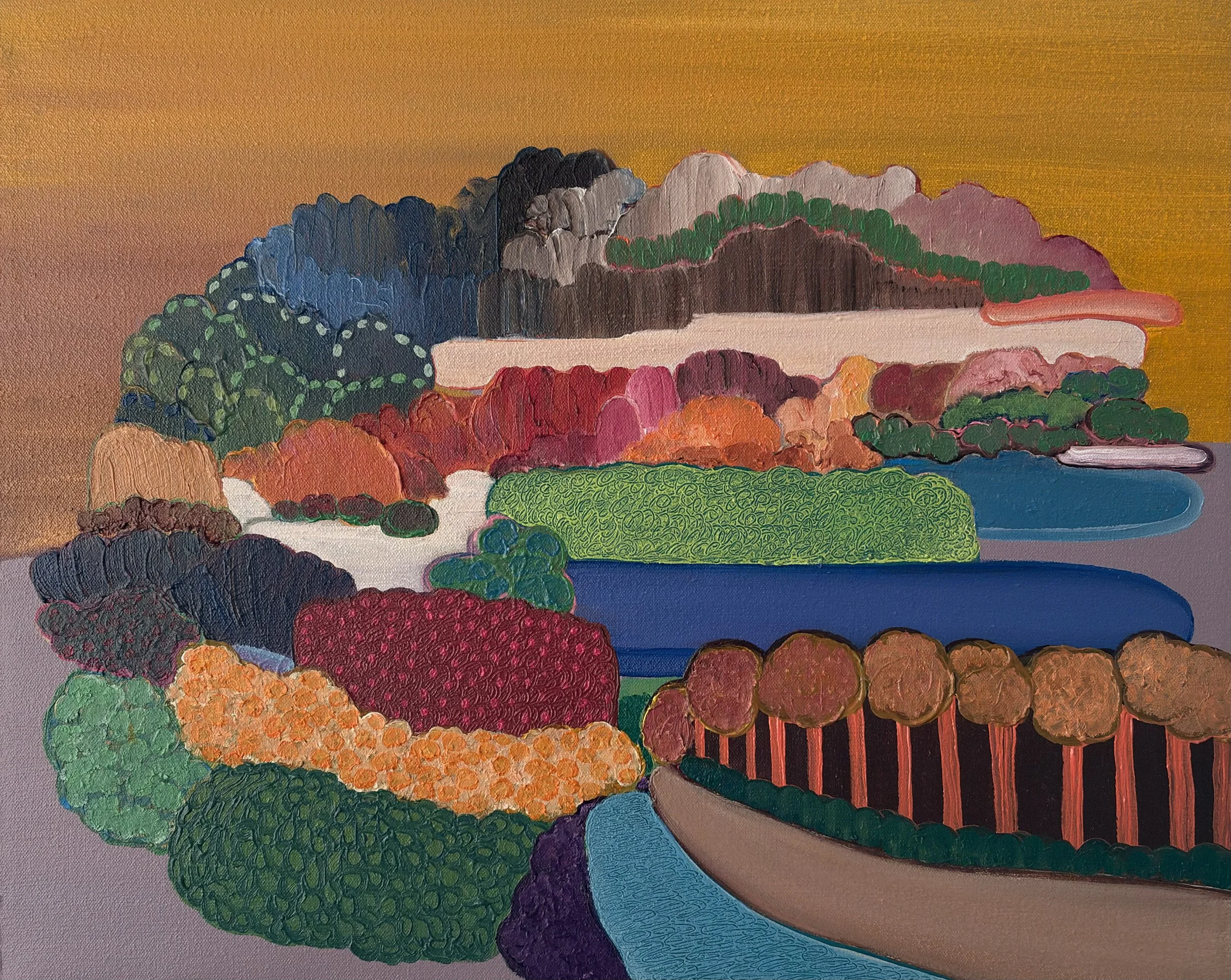 Innerscape 3-IX-25 No.63, oil on canvas with acrylic-painted edges, 16x20x1.5 inches, 2025