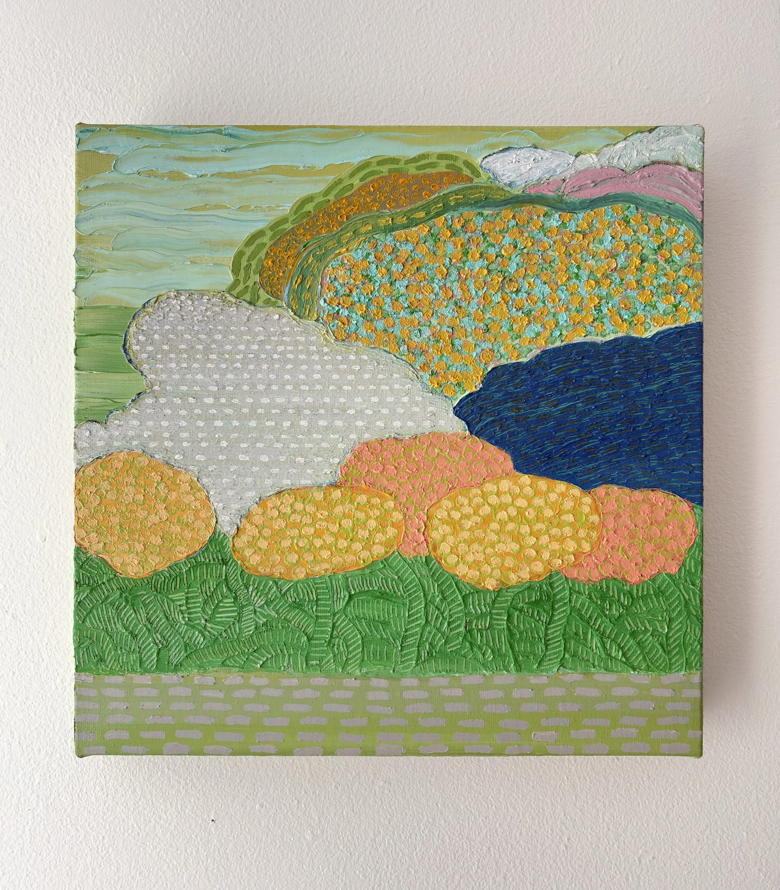 The Way Things Are 15-VII-25 No.36, oil on canvas with acrylic-painted edges, 12x12x1.5 inches, 2025