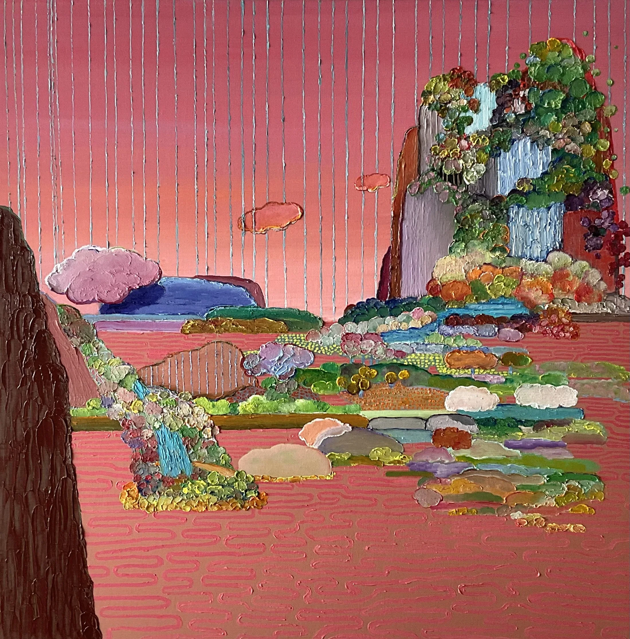 Innerscape No.34, 20x20x1.5 in, acrylic and oil on canvas, 2024 