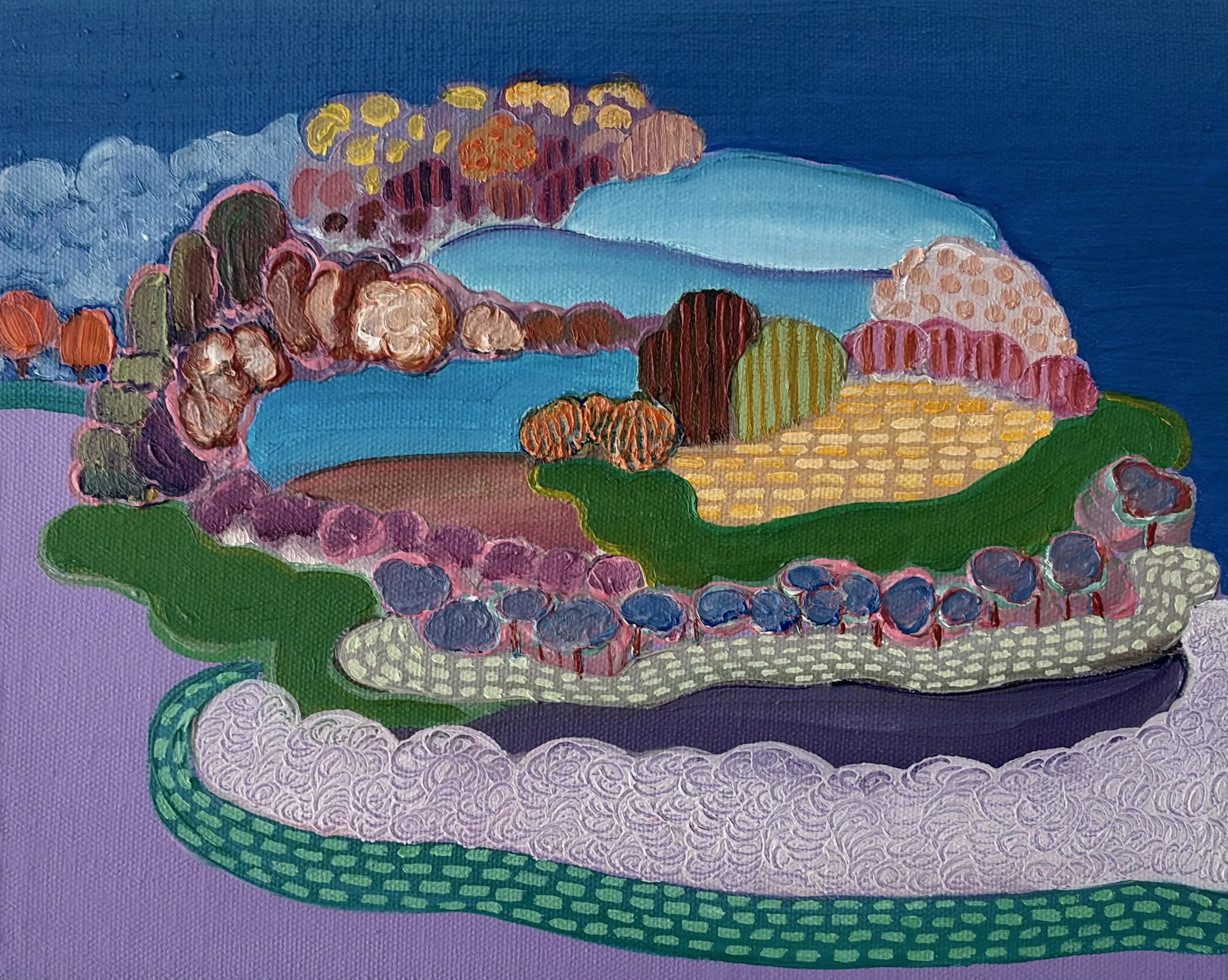 Innerscape 31-VIII-25 No.61, oil on canvas with acrylic-painted edges, 8x10x1.5 inches, 2025