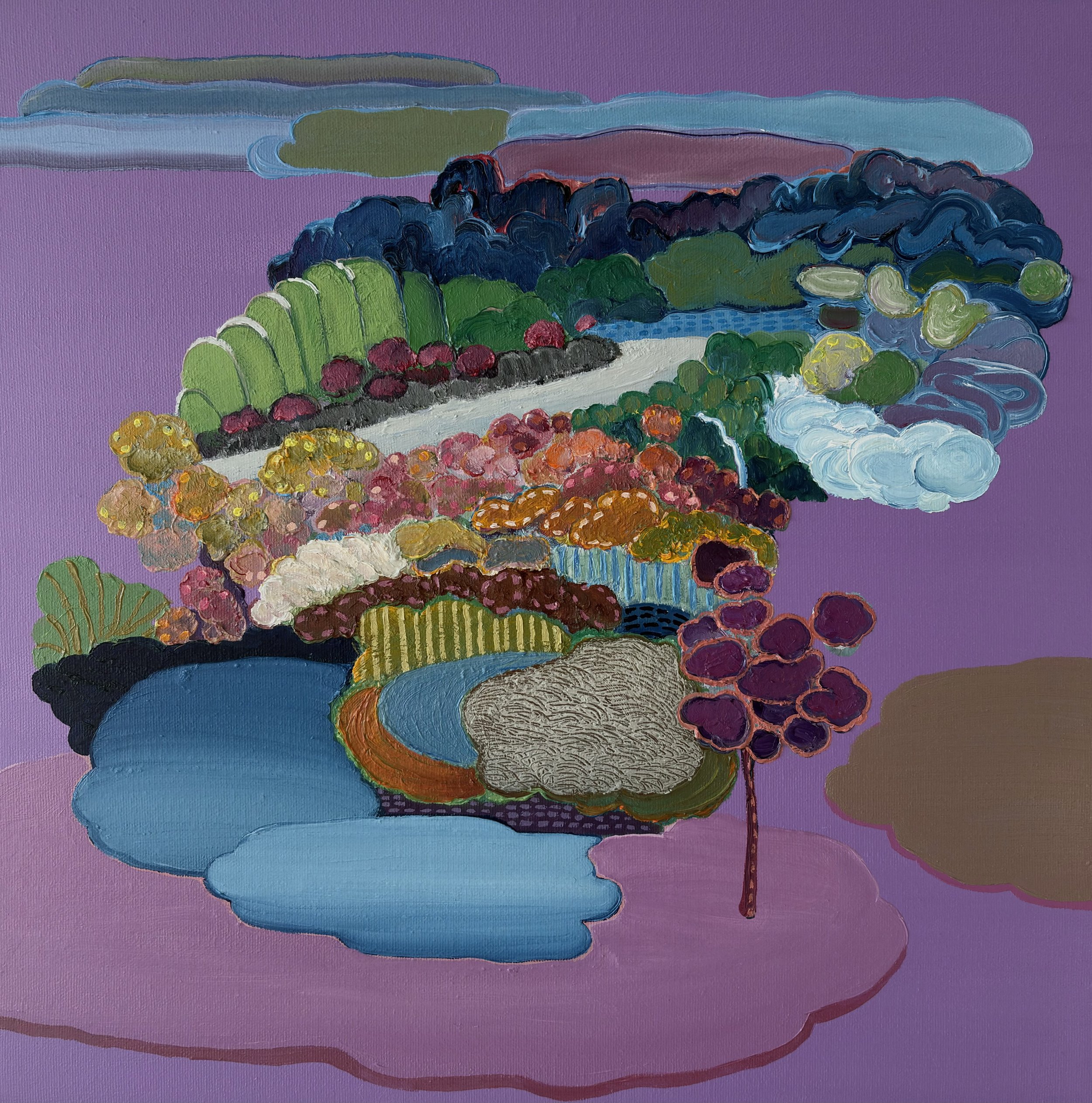 Innerscape 17-VIII-25 No.57, oil on canvas with acrylic-painted edges, 16x16x1.5 inches, 2025