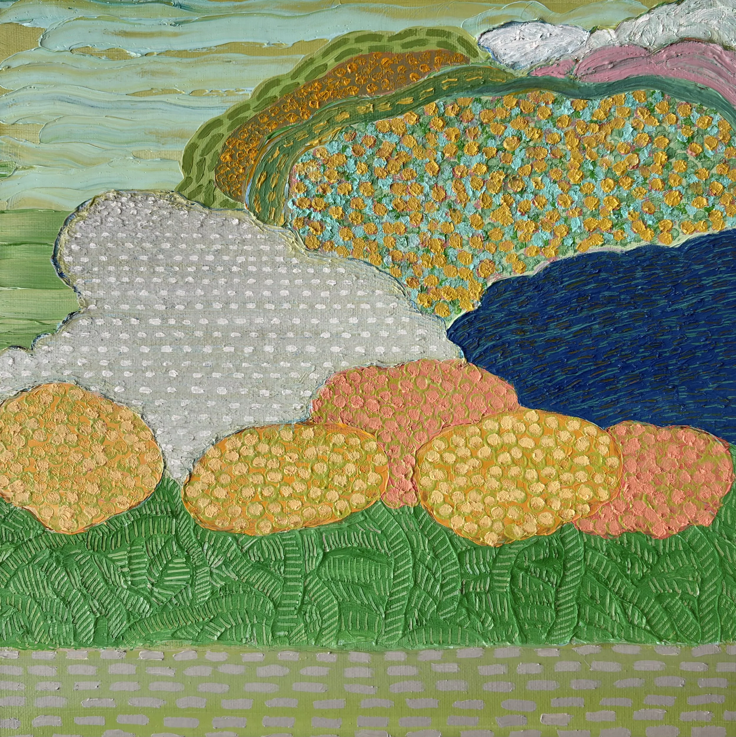 The Way Things Are 15-VII-25 No.36, oil on canvas with acrylic-painted edges, 12x12x1.5 inches, 2025