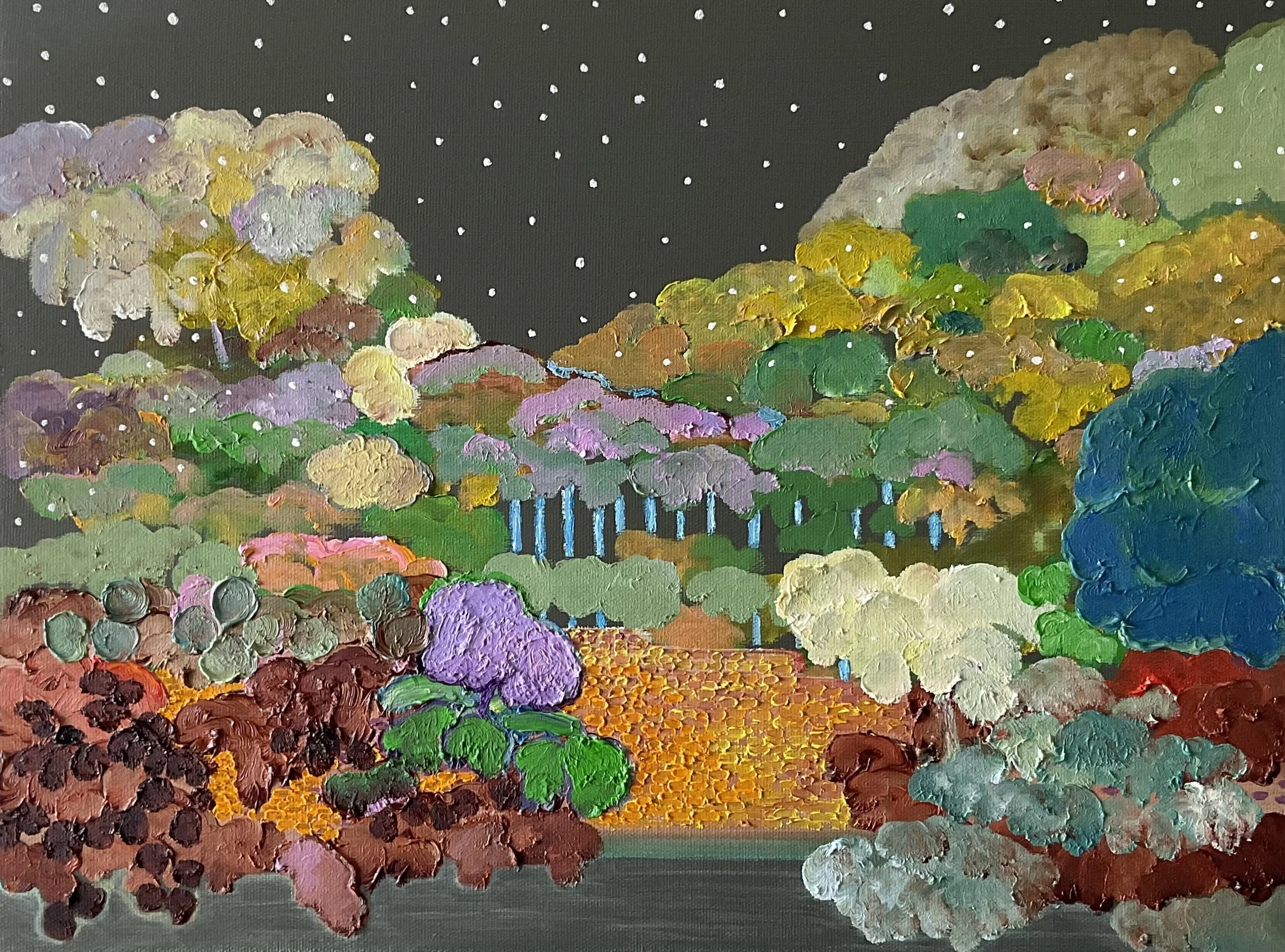 Innerscape No.37, 12x16x1.5 in, acrylic and oil on canvas, 2024 