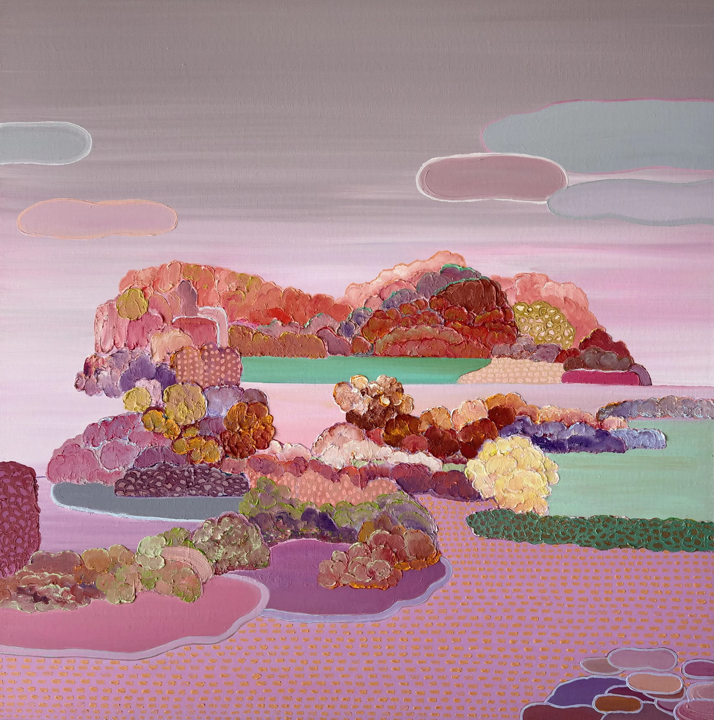 Innerscape 23-VII-25 No.50, oil on canvas with acrylic-painted edges, 24x24x1.5 inches, 2025