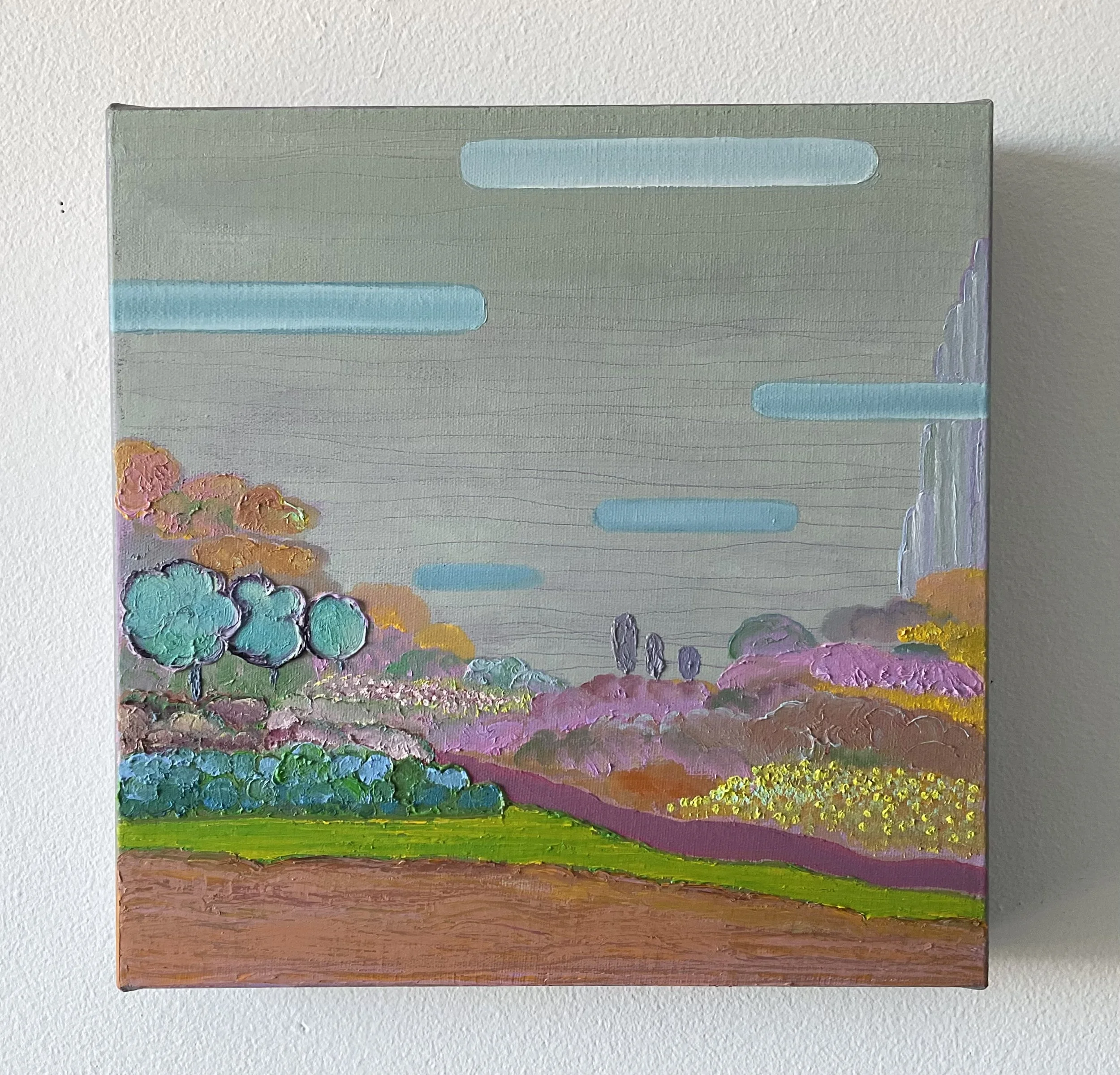 Walking with You No.5, 12x12x1.5 in, acrylic and oil on canvas, 2024