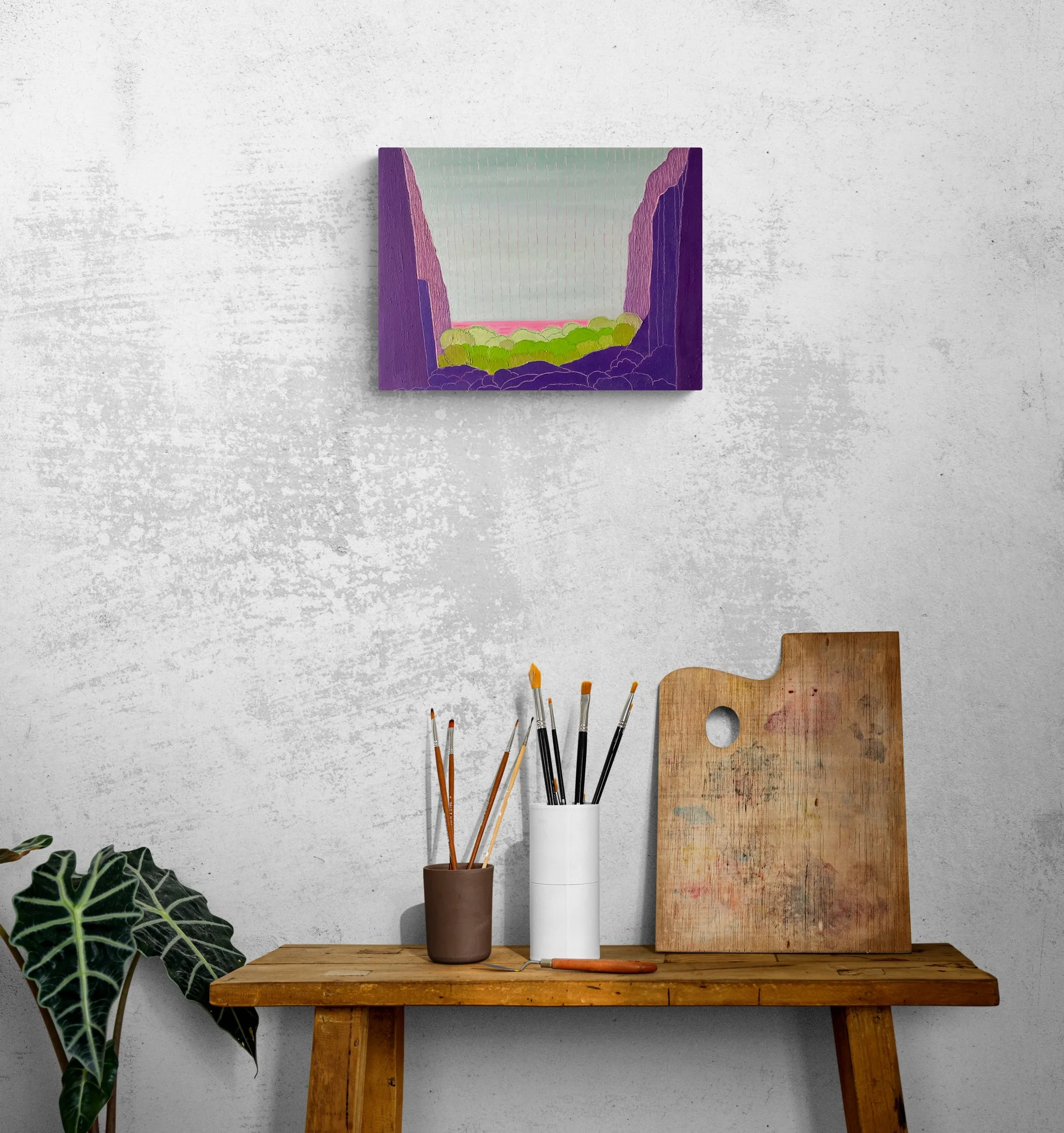 Innerscape #31, 12x16x1.5 in, acrylic and oil on canvas, 2023