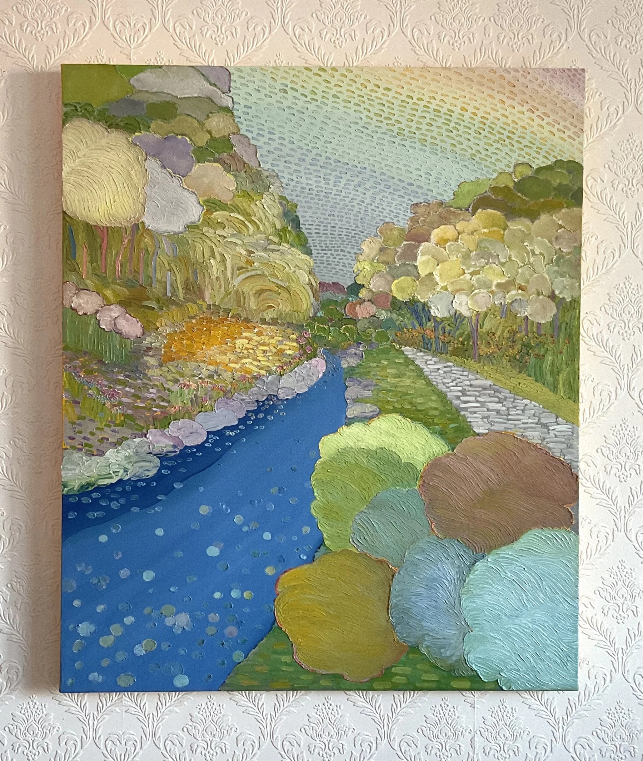 Walking with You No.7, 36x30x1.5 in, acrylic and oil on canvas, 2024