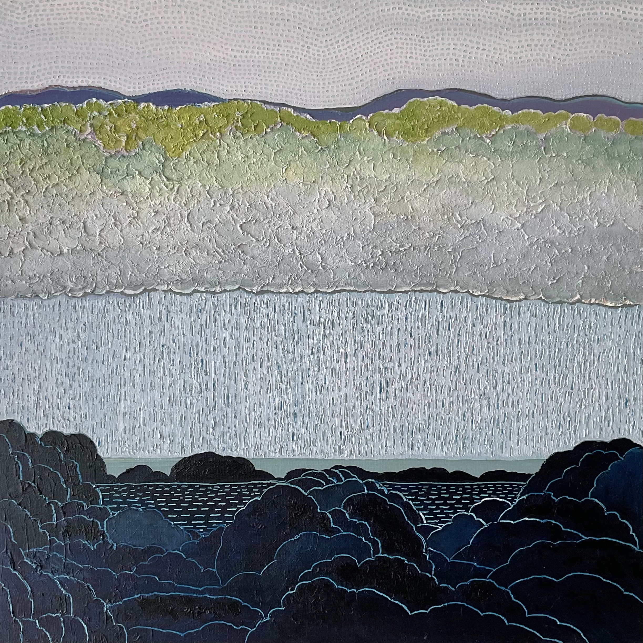 The Way Things Are No.24, 16x16x1.5 in, acrylic and oil on canvas, 2024 