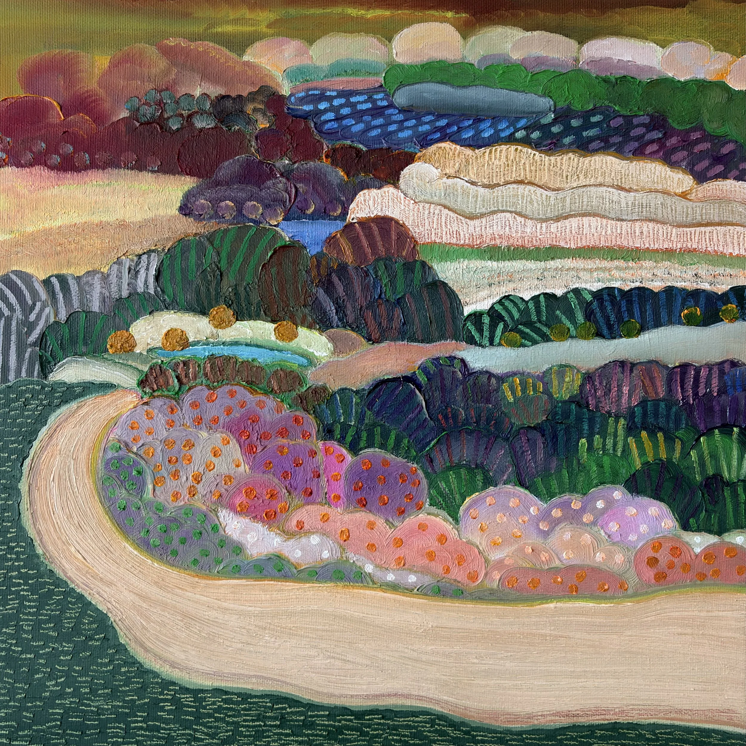 Innerscape VI-26 No.90, oil on canvas; acrylic on sides, 12x12x1.5 inches, 2026