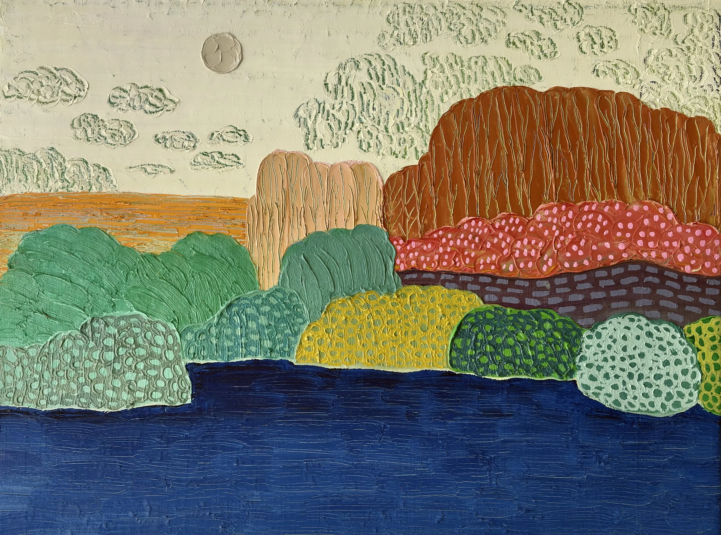 Innerscape 18-VII-25 No.49, oil on canvas with acrylic-painted edges, 12x16x1.5 inches, 2025