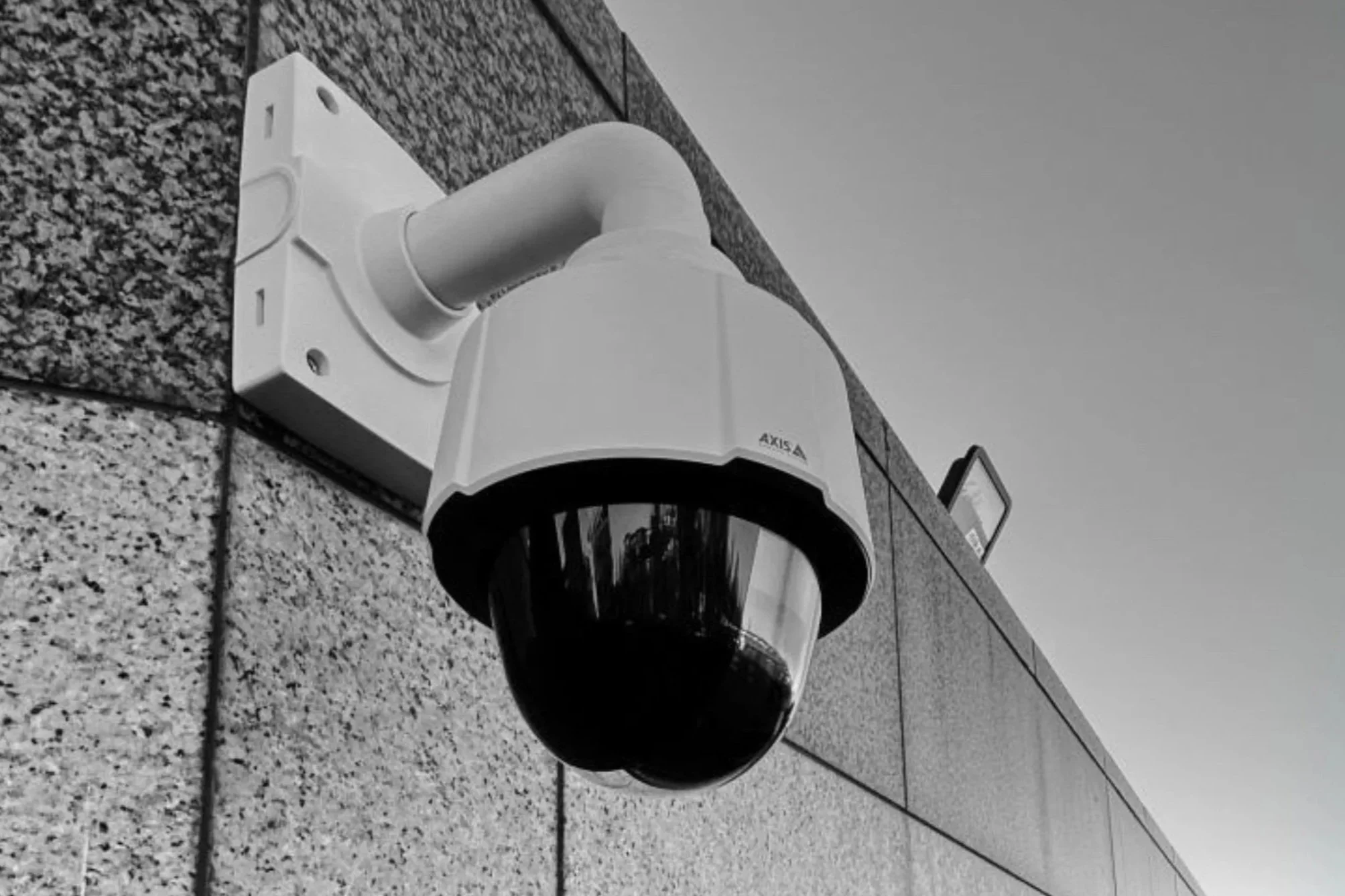 axis communications ptz camera on wall