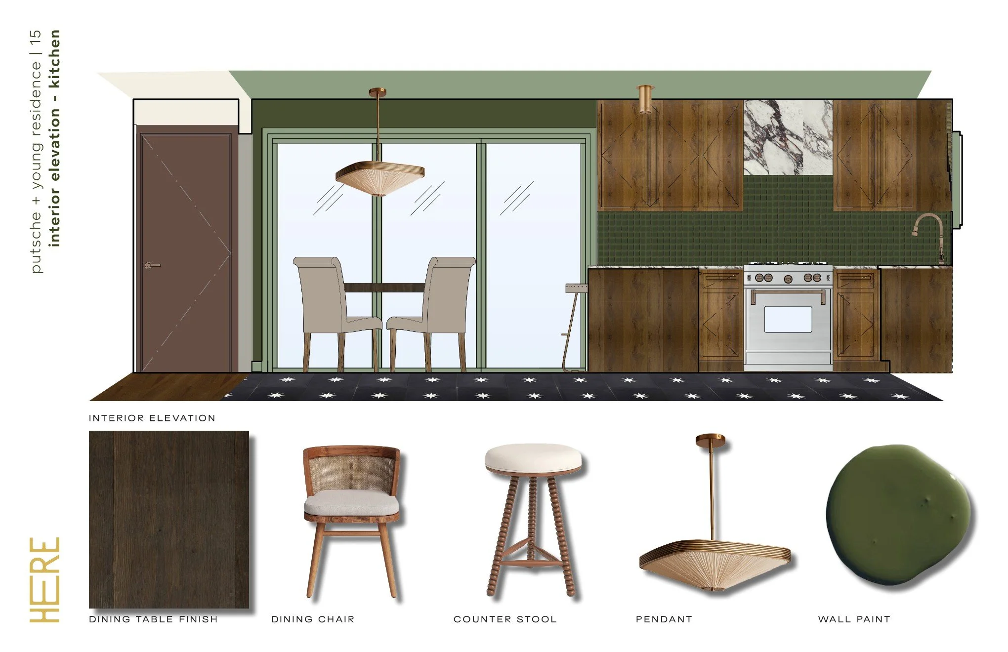 Whimsigoth Cottage Addition - Kitchen Elevation and FF+E