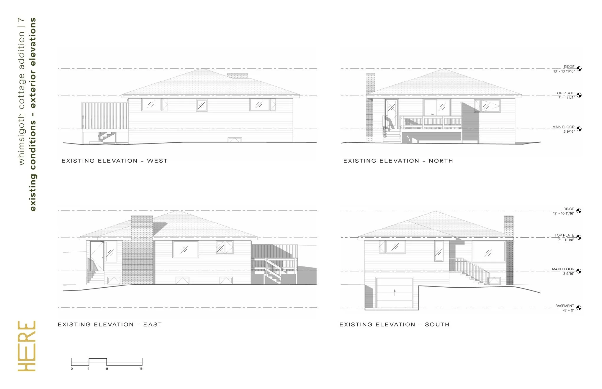 Whimsigoth Cottage Addition - Existing Exterior Elevations