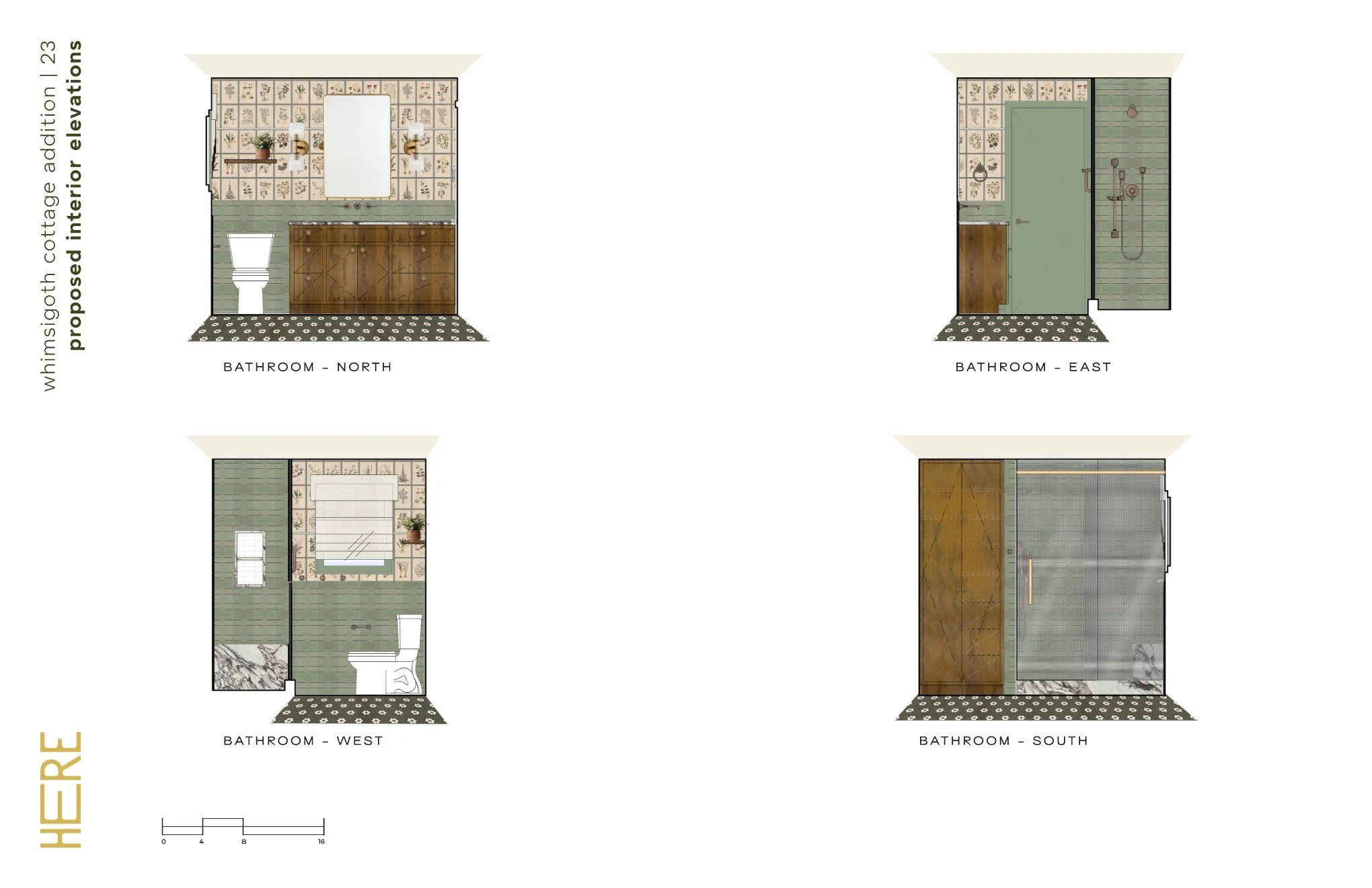 Whimsigoth Cottage Addition - Bathroom Elevations
