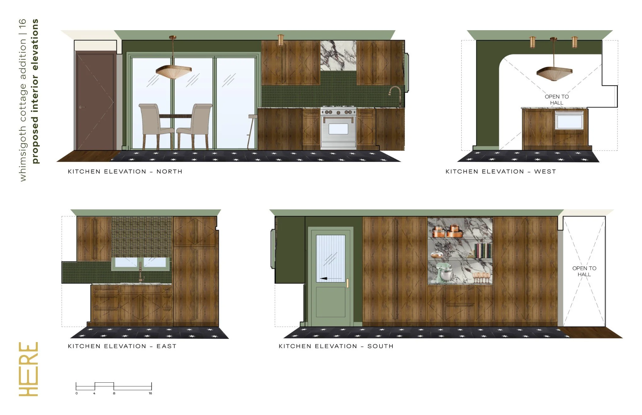 Whimsigoth Cottage Addition - Kitchen Elevations