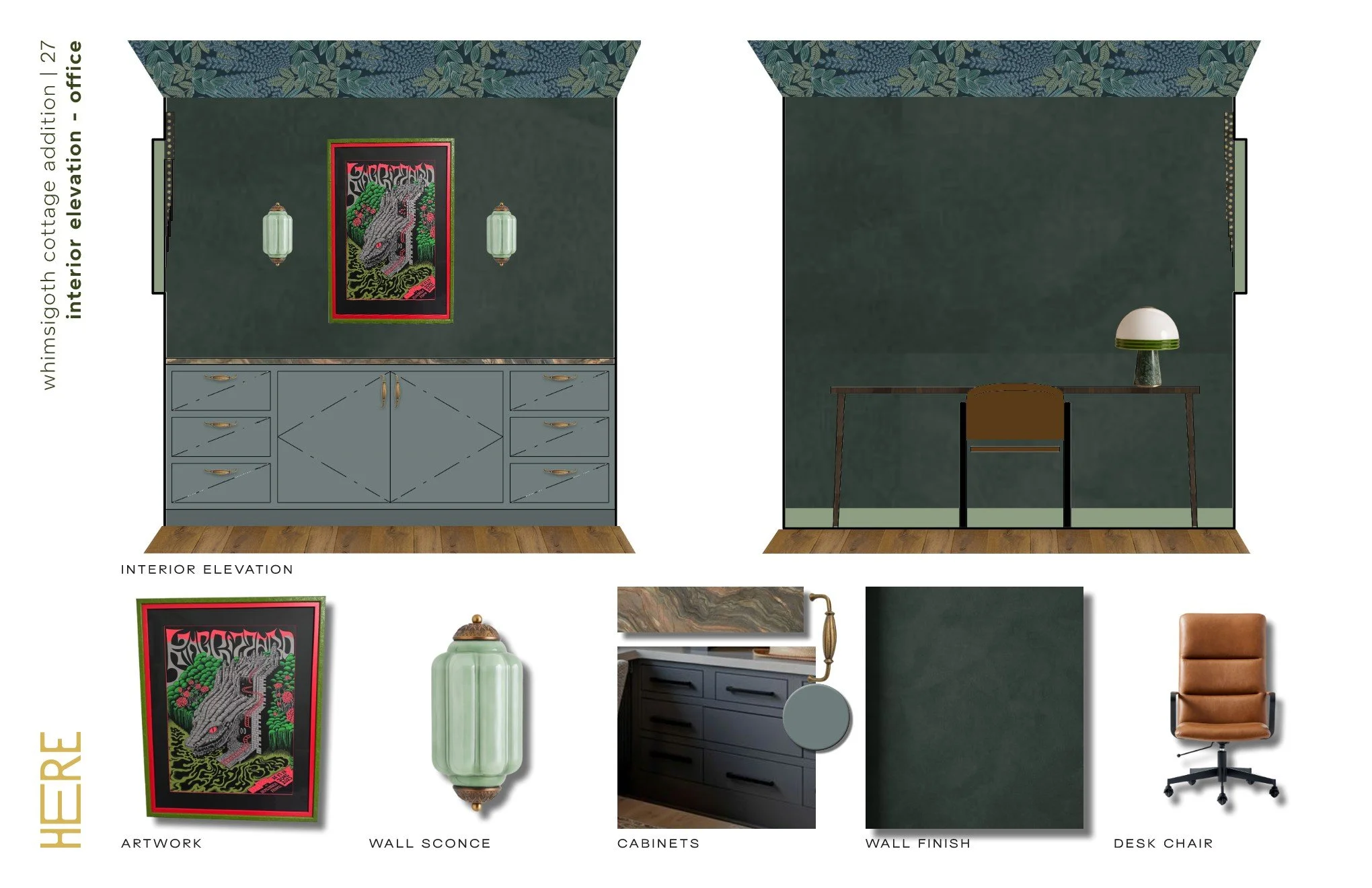 Whimsigoth Cottage Addition - Office Elevations + FF+E