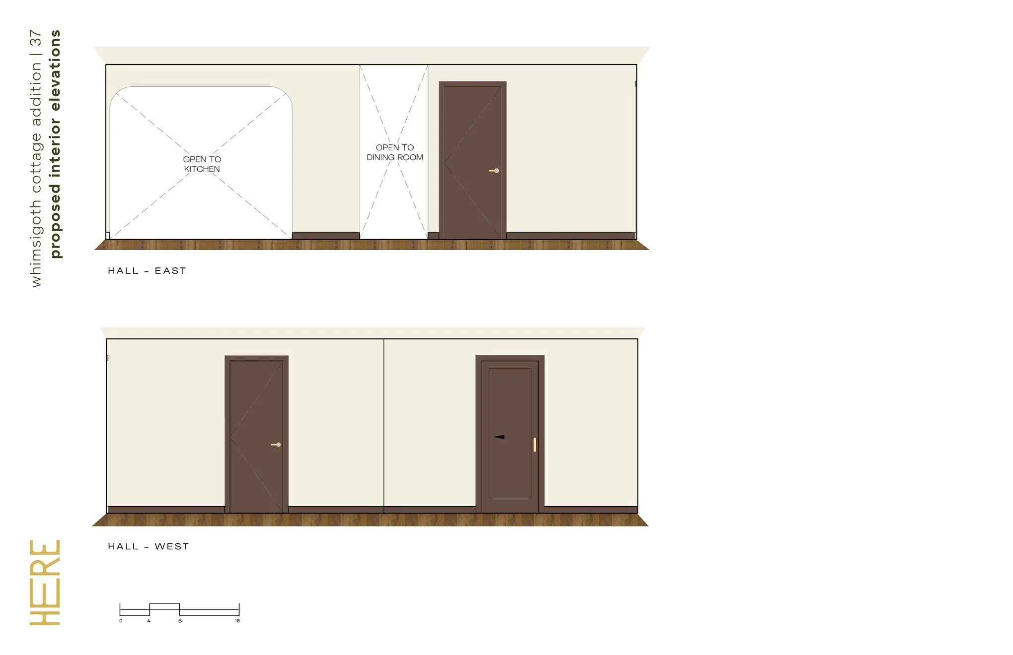 Whimsigoth Cottage Addition - Hallway Elevations