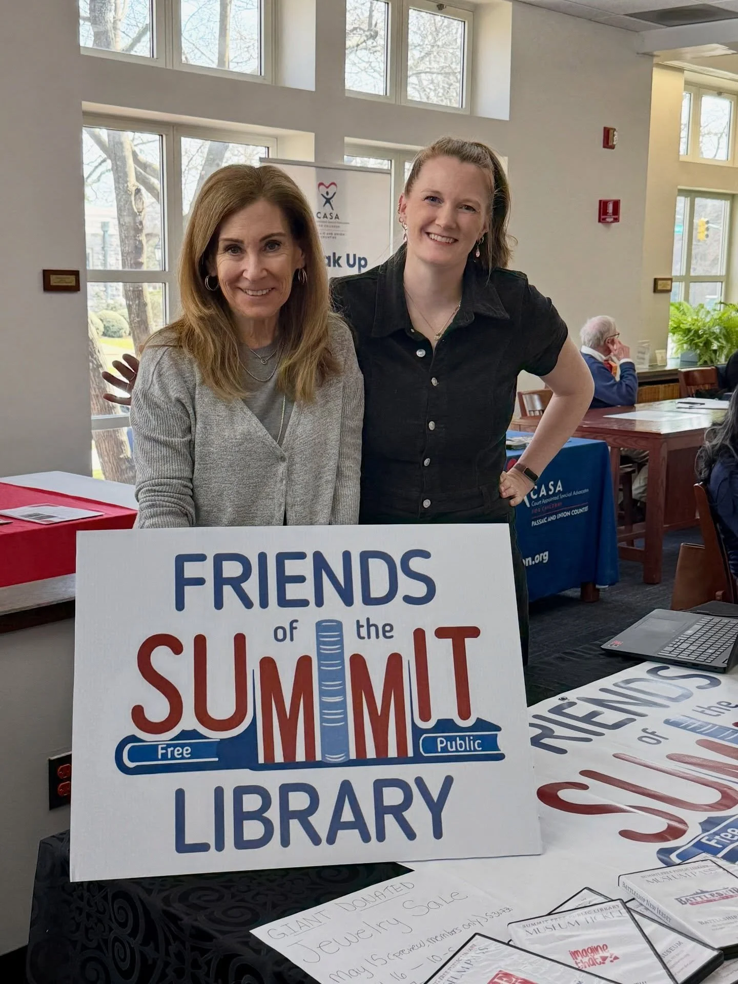 Come to the library today until 4:30 and meet representatives from all of the amazing volunteer organizations in town. I&rsquo;m here today straddling two tables. ￼Vivid Stage and Friends of the Summit Free Public Library. The place is hopping! Come 