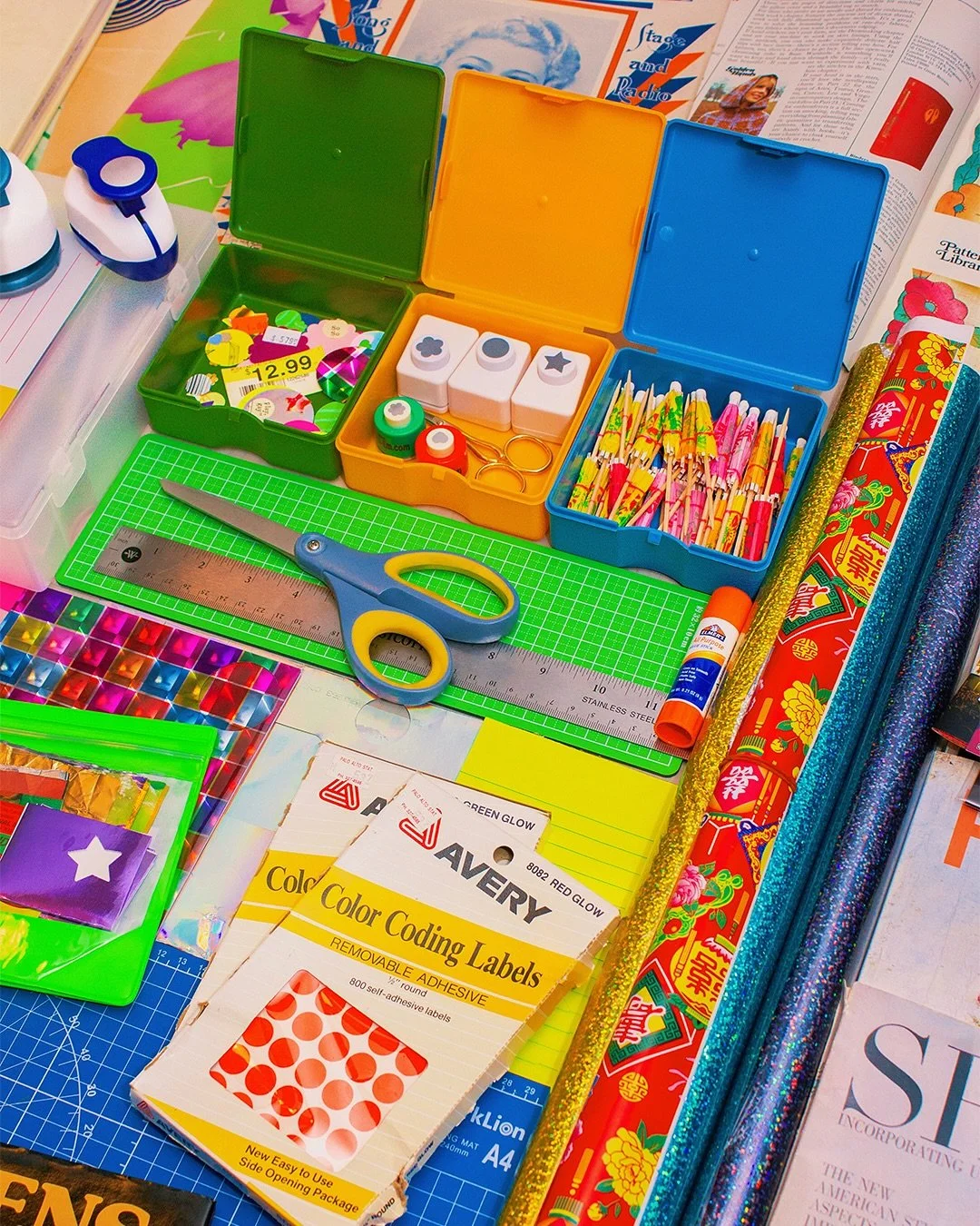 This week, I&rsquo;m doing an artist residency with @contemporarycollagemagazine ! I&rsquo;ll be working alongside 14 other collage artists in the Arts District, making new work in a shared space. Here&rsquo;s a pic of some of the supplies I&rsquo;m 