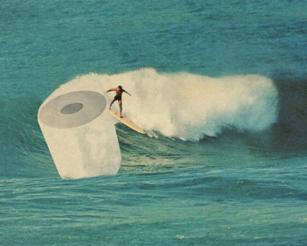 Februllage Day 16: Toilet Paper 🧻 🌊 Calling this one wipe out, get it? 😂

Digital collage made in Photoshop. 

| #februllage2026 #collage #photoshop #art @februllage