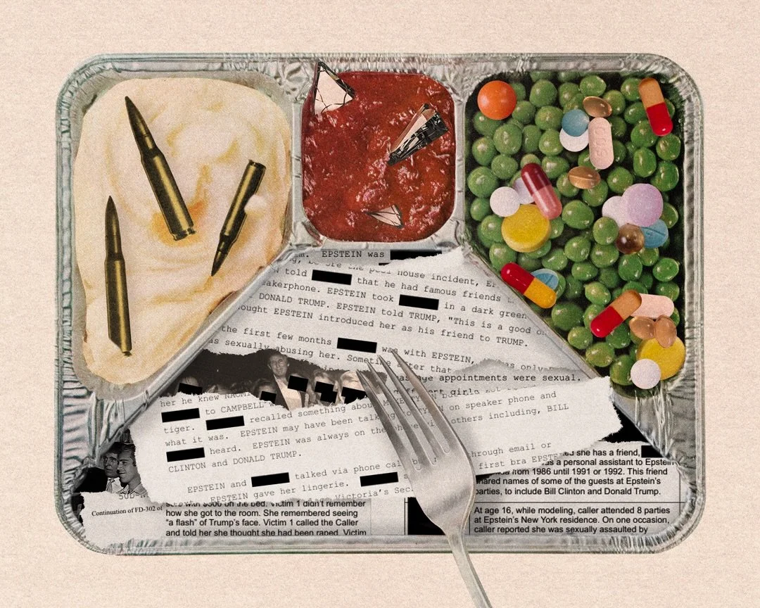 Februllage Day 20: Family 🍽️ This TV dinner brought to you by the current administration. 

Digital collage made in Photoshop. 

| #februllage2026 #collage #photoshop #art @februllage