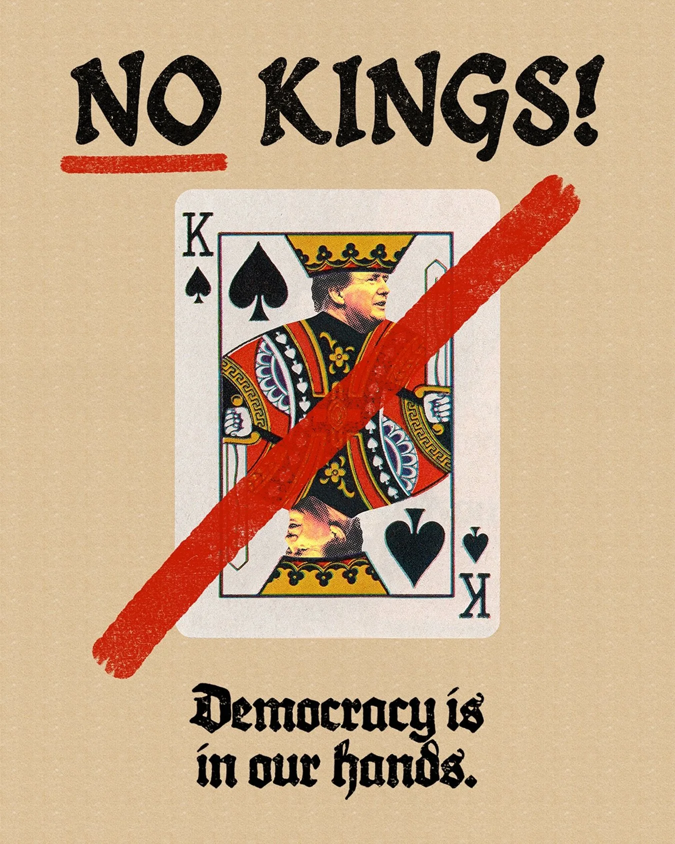 FREE PROTEST POSTER!🃏With another No Kings protest coming up this Saturday, March 28, I wanted to remind you this graphic is available to download in high res so you can print your own protest poster. Link in bio. 

Stay safe out there 💛

| #NoKing