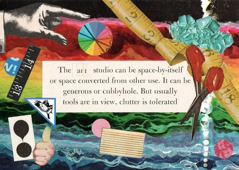 First collage in the new studio! ✂️ Out of all the magazines I could&rsquo;ve picked to work with, I grabbed a &ldquo;Sunset&rdquo; that had an article about at home creative studio spaces and it felt perfect as I just moved out of my home studio. Th