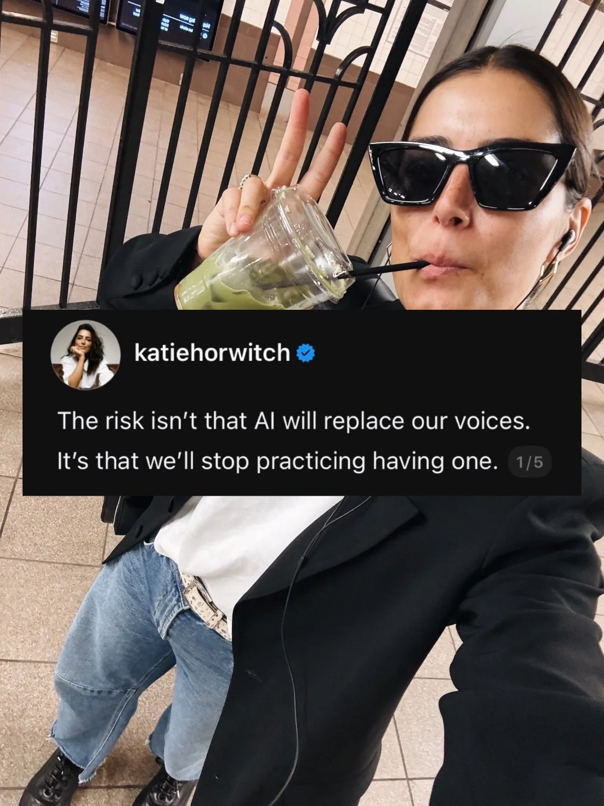 In a future obsessed with ease, efficiency, and perfection, being YOU will by your secret weapon 🔥

The self-talk x AI connection is so real and powerful. Building up your self-expression muscle has never been more important. THIS &mdash; not which 