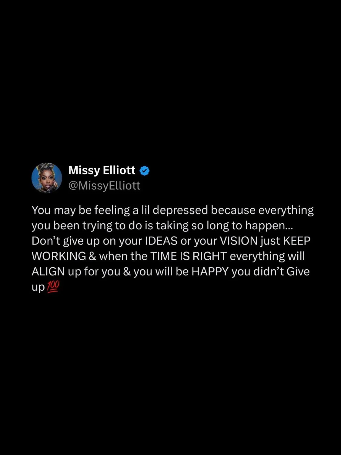 If you started something you MUSTVE BELIEVED YOU COULD DO IT SO KEEP GOING 💛

Ohhhhhh how I needed this from the @missymisdemeanorelliott archives. You too?

Dunno about you, but sometimes the normal speed of life unfolding + the speed of how I&rsqu