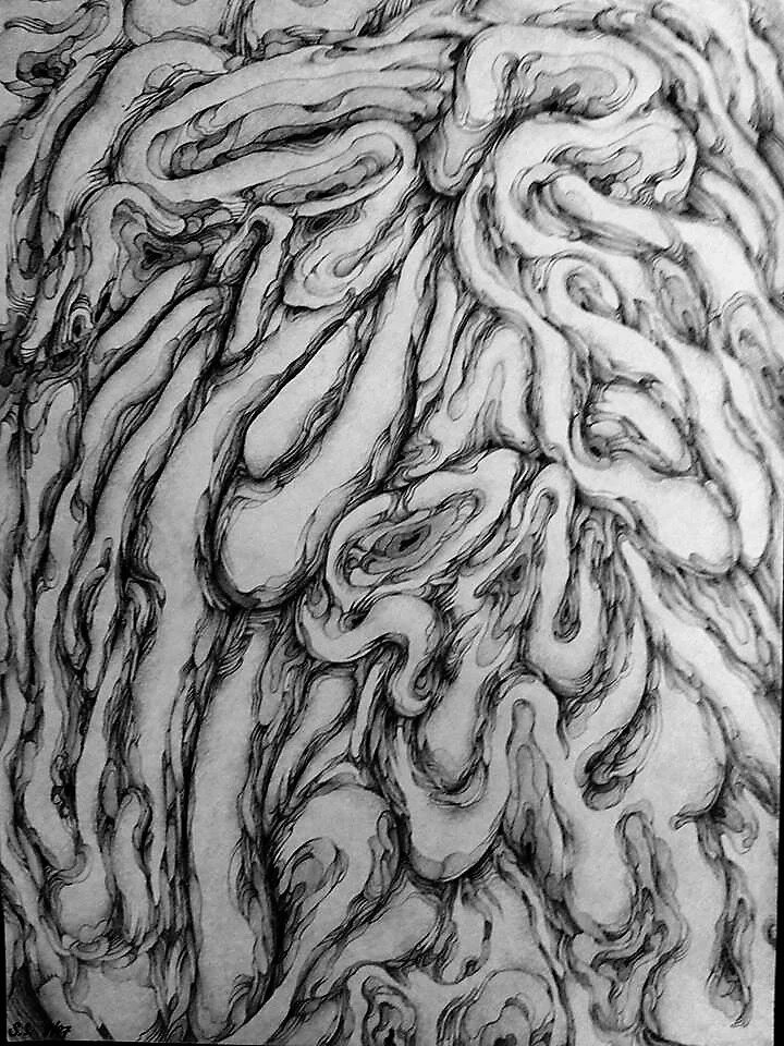 "Study of Fabric I." 9 x 12. Graphite. By Saima Shamsi