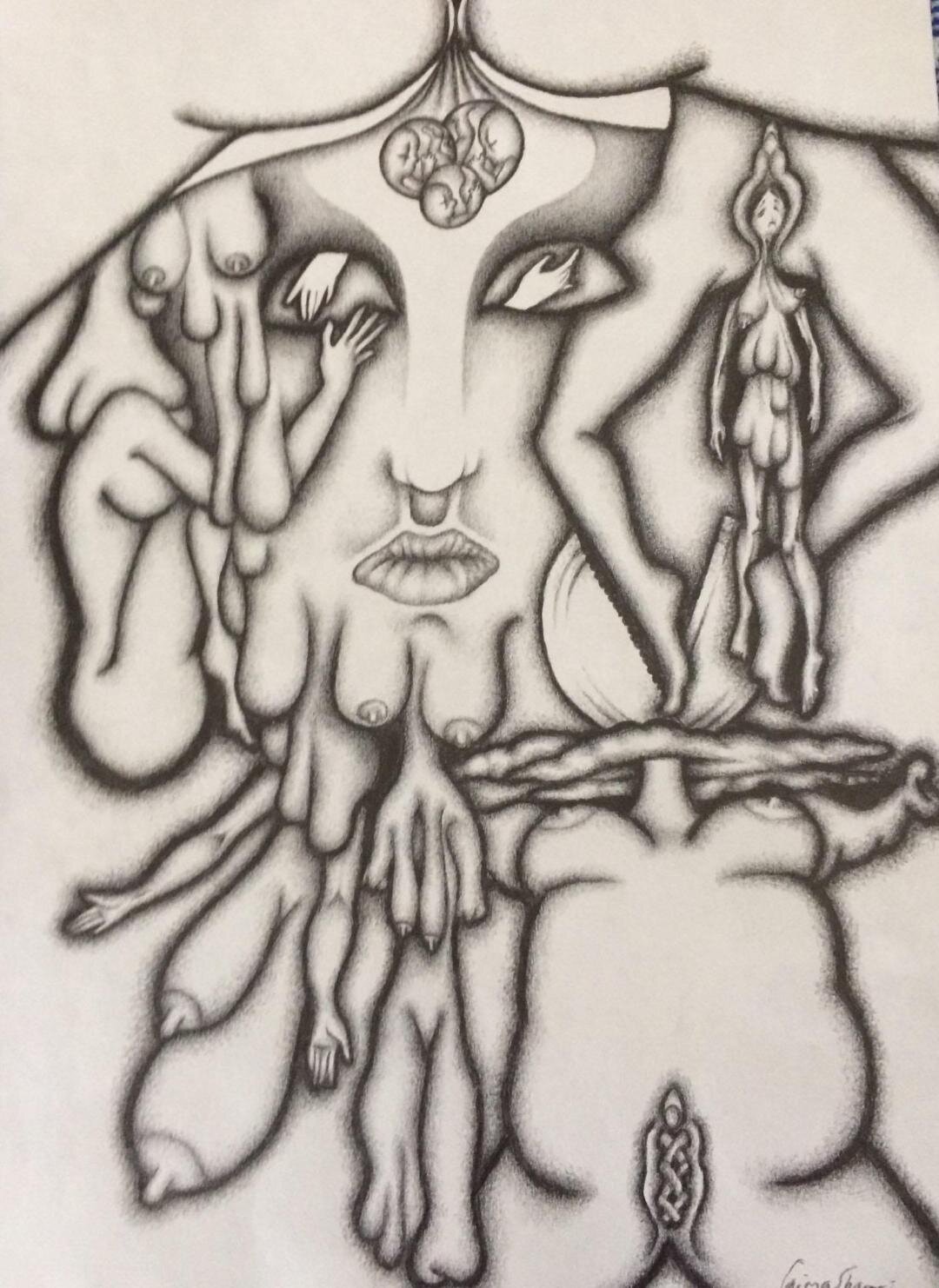 "The Unborn Child." 9 x 12. Graphite. By Saima Shamsi