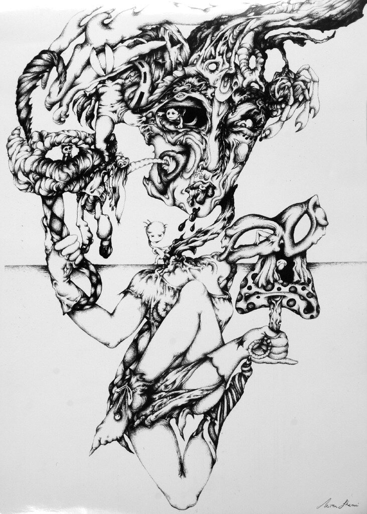 "The Contortionist," A Self-Portrait. 11 x 14. Graphite. By Saima Shamsi